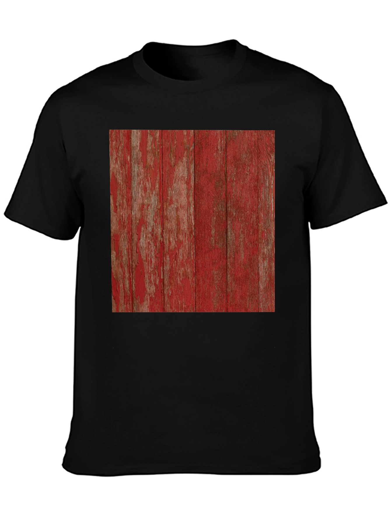 Black Rustic Red Wood Grain Graphic Tee - Short Sleeve view 3