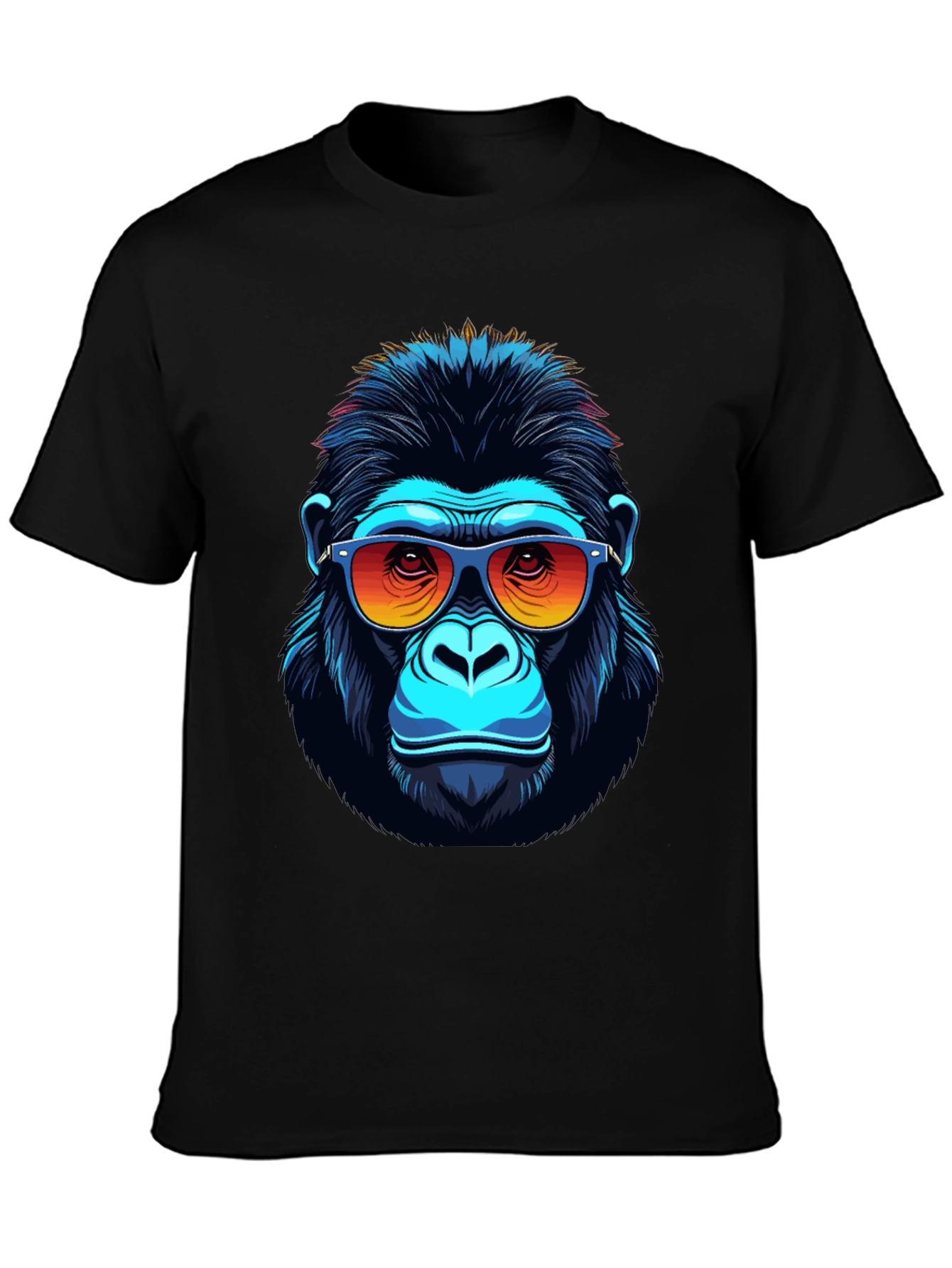 Black Cool Gorilla Graphic Tee - Fun Animal Print Shirt view 3