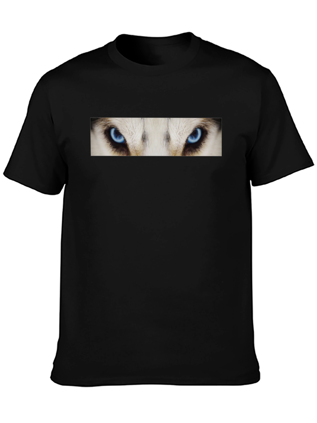 Black Black T-Shirt with Striking Wolf Eyes Graphic Print view 3