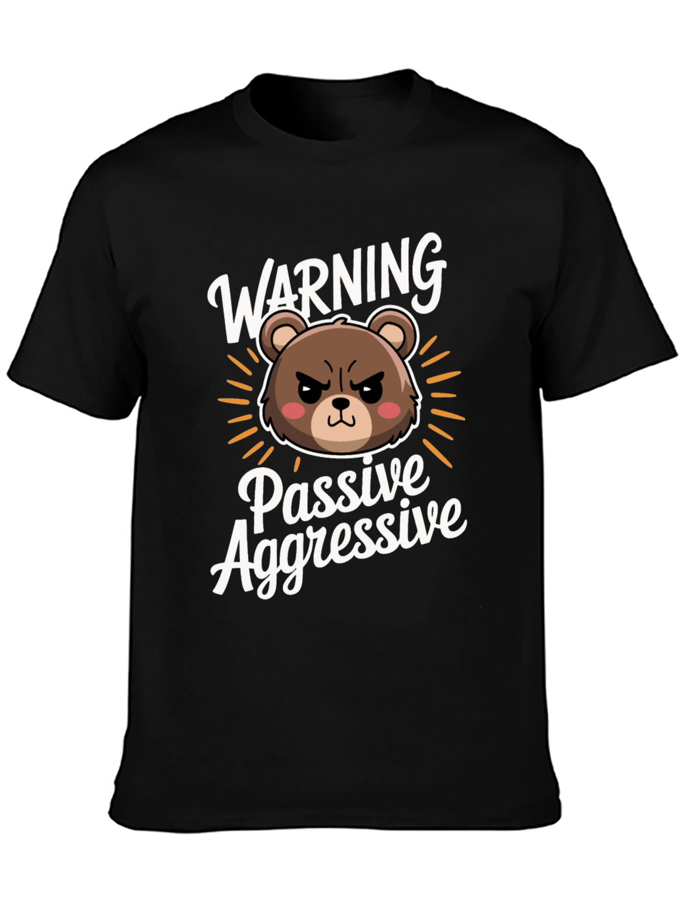 Black Passive Aggressive Bear Graphic T-Shirt view 3
