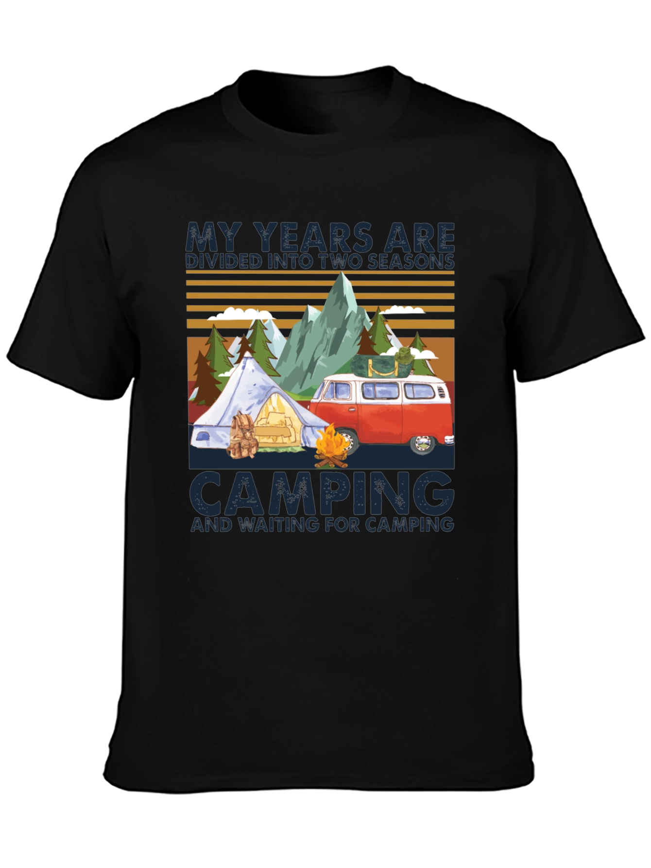 Black Camping Seasons T-Shirt view 3