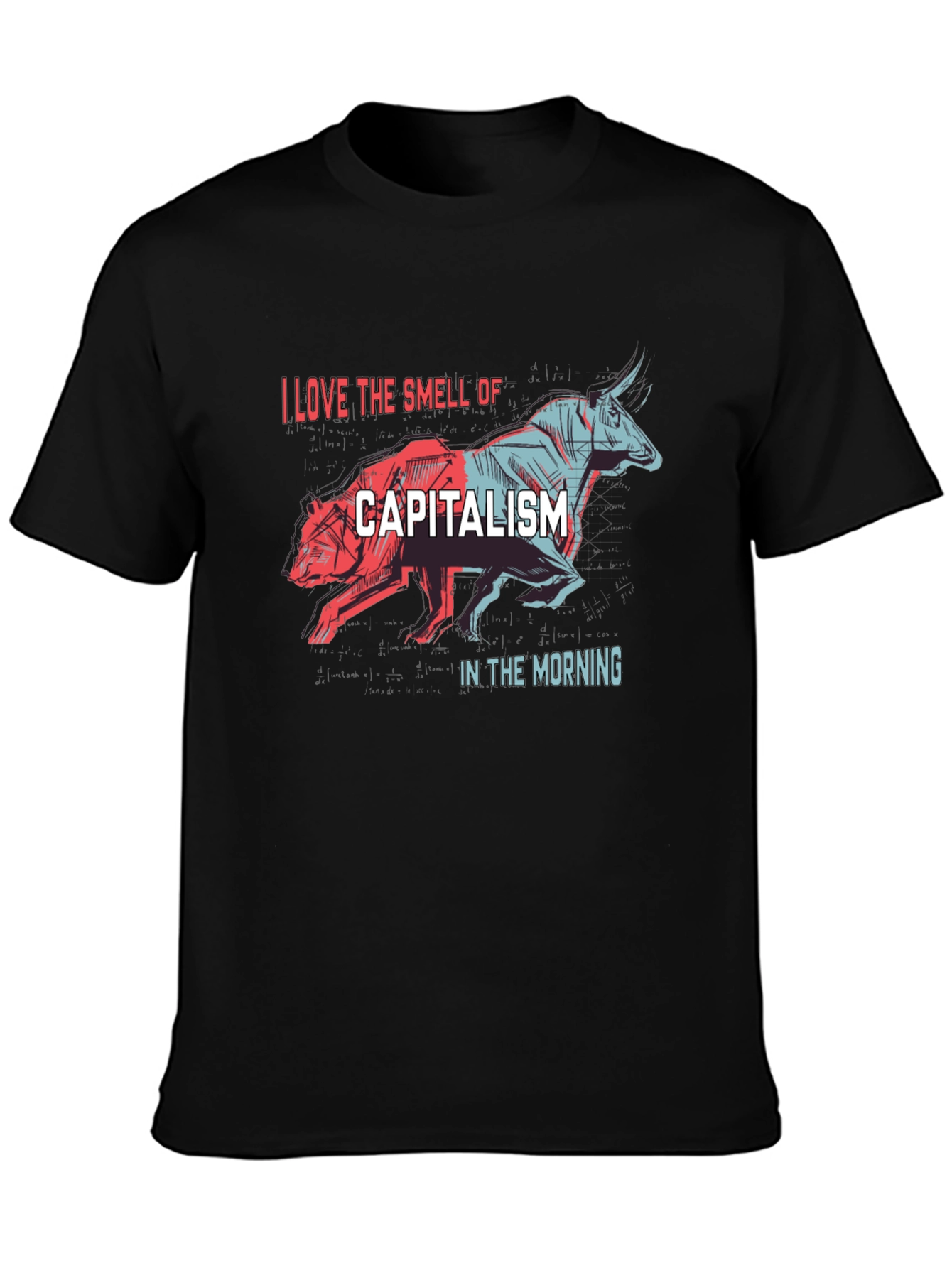 Black Capitalism Bull & Bear Graphic T-Shirt view 3