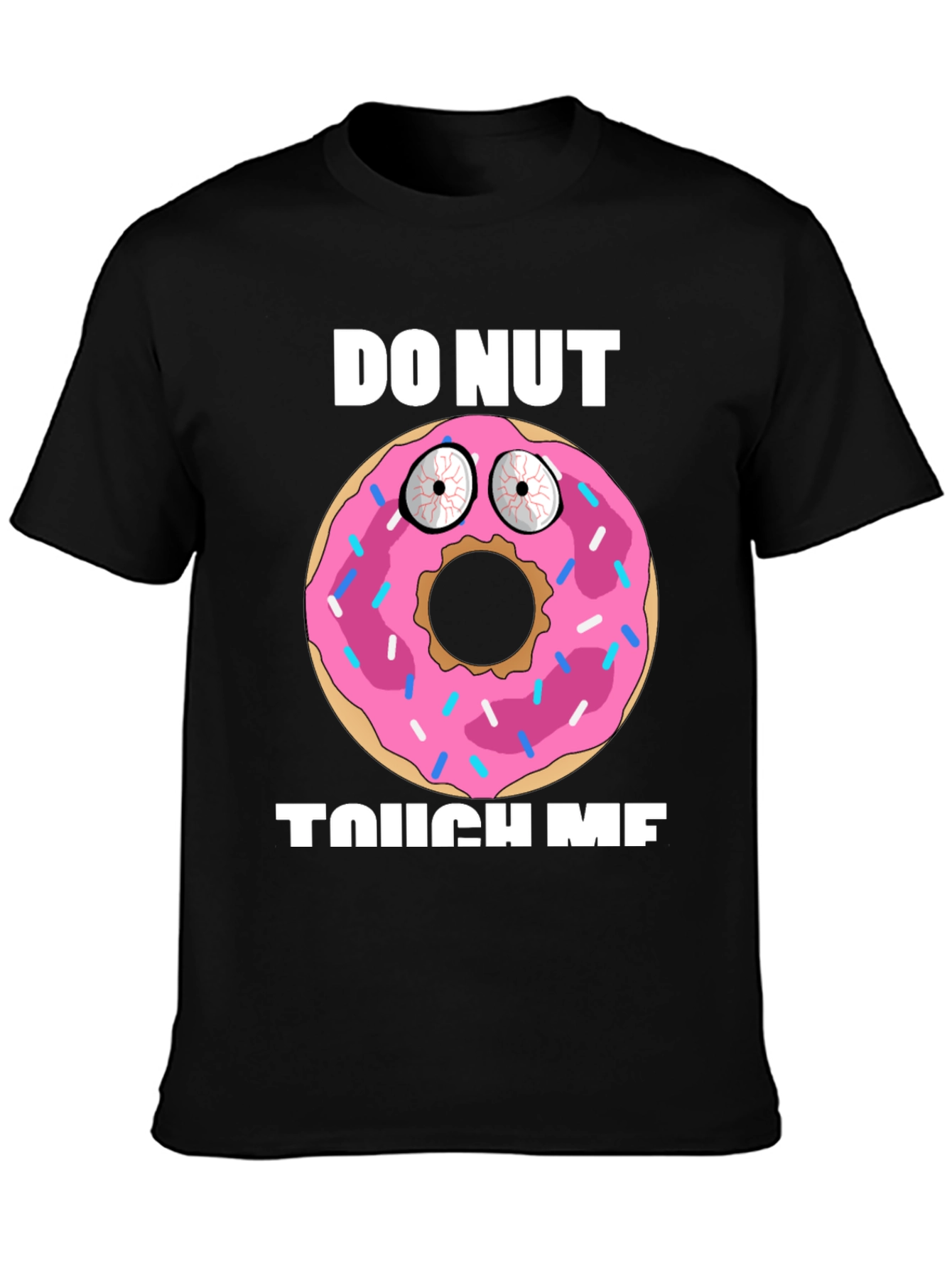 Black Funny Donut Graphic T-Shirt - Do Nut Touch Me! view 3