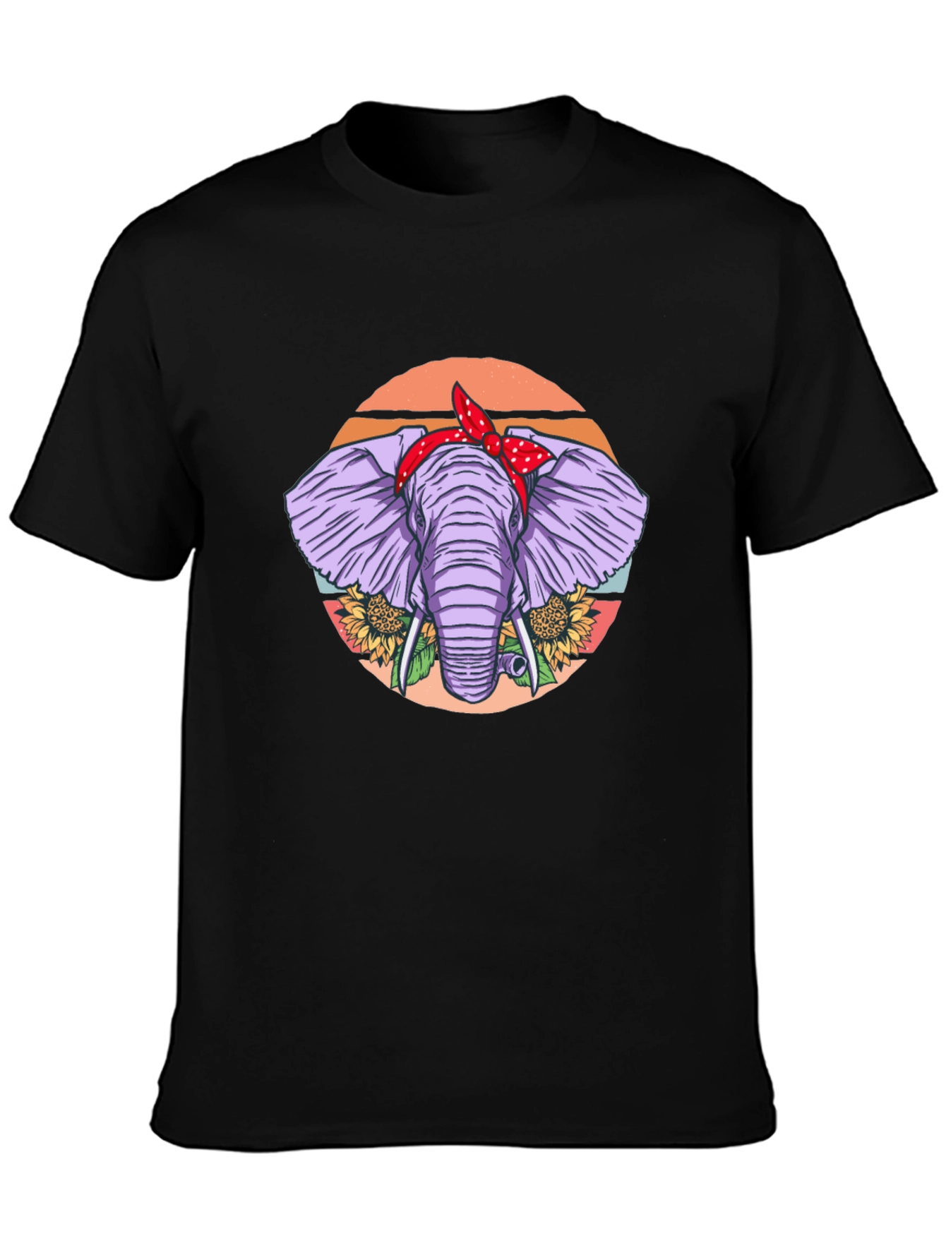 Black Elephant Bandana T-Shirt - Cute Animal Graphic Tee view 3