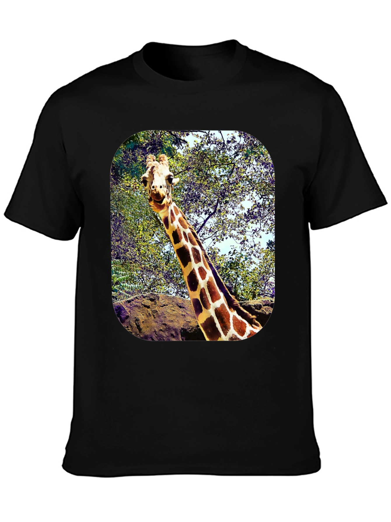 Black Giraffe Graphic T-Shirt - Unique Animal Tee view 3