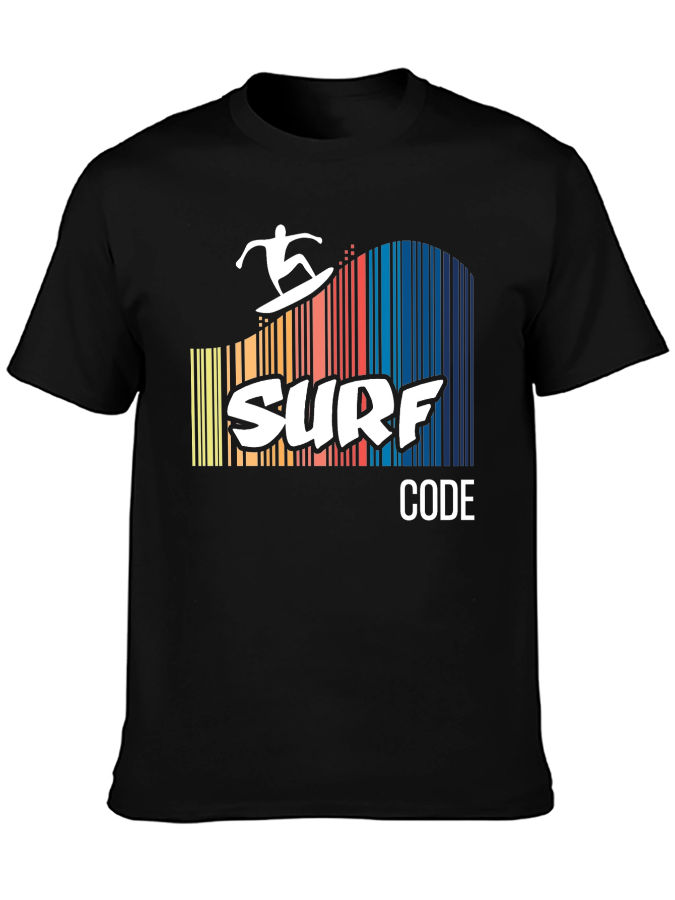 Black Surf Code Graphic Tee - Black Cotton T-Shirt view 3