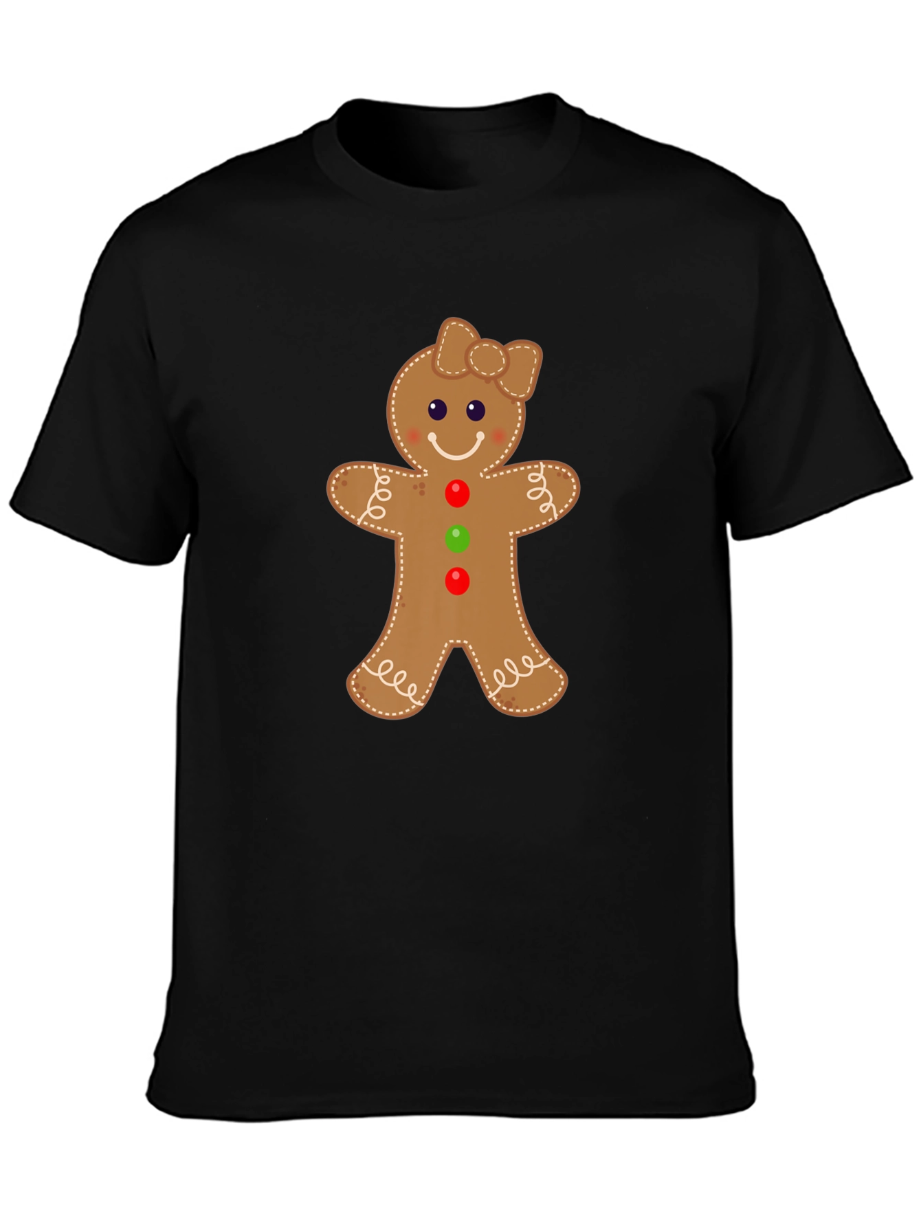 Black Gingerbread Man Holiday T-Shirt view 3