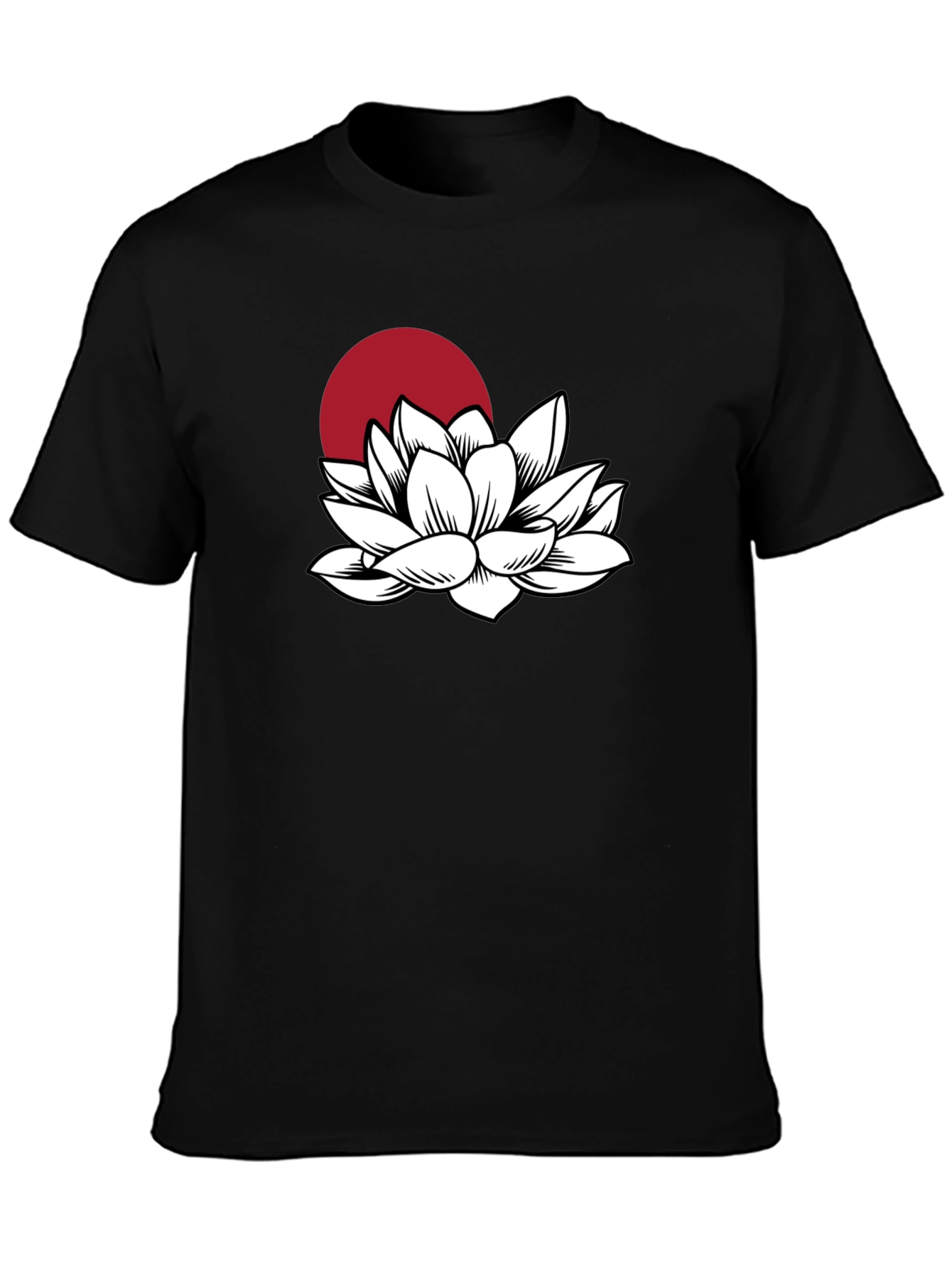 Black Lotus Flower T-Shirt - Black Graphic Tee view 3