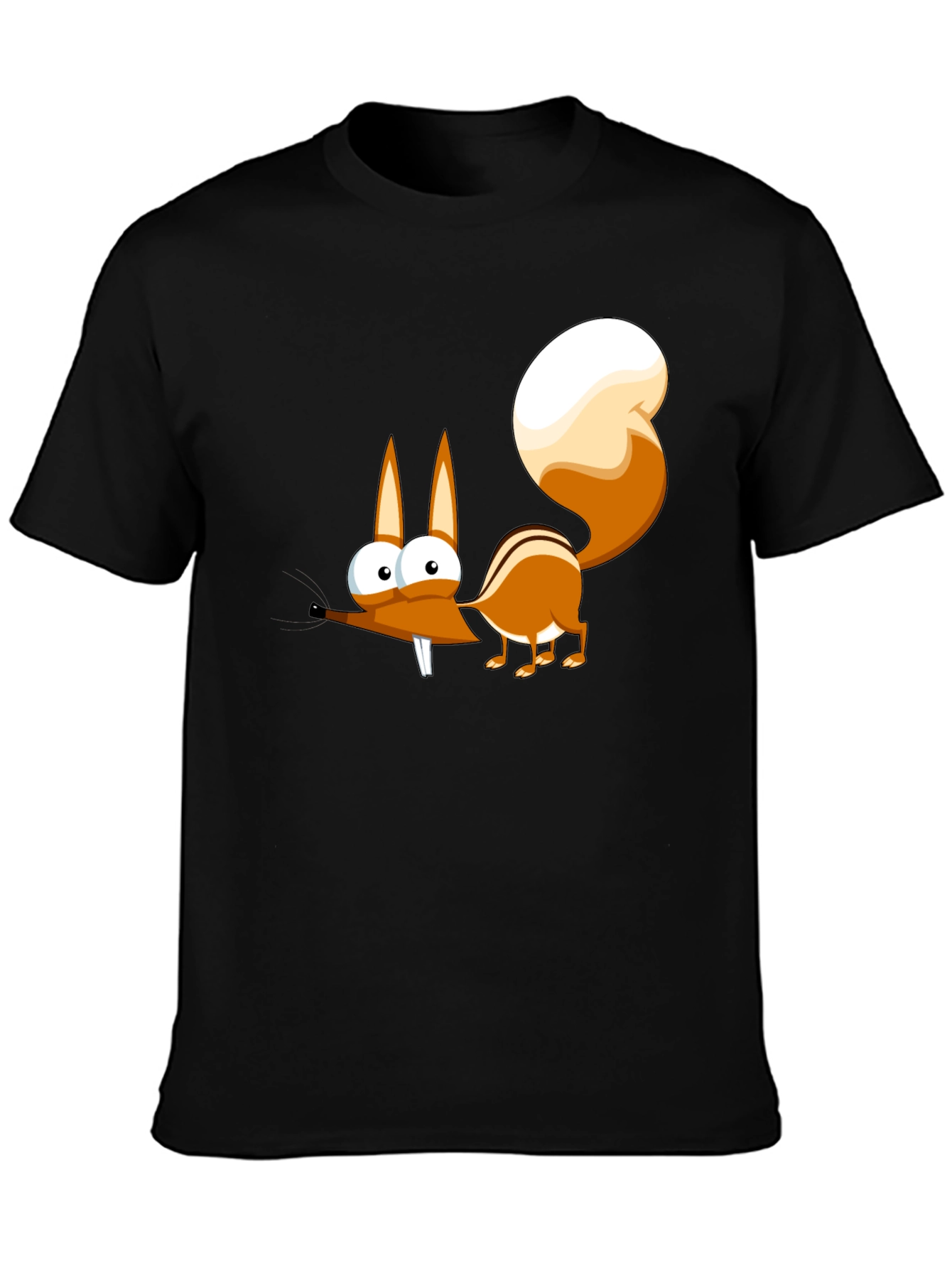 Black Funny Cartoon Squirrel Graphic T-Shirt view 3