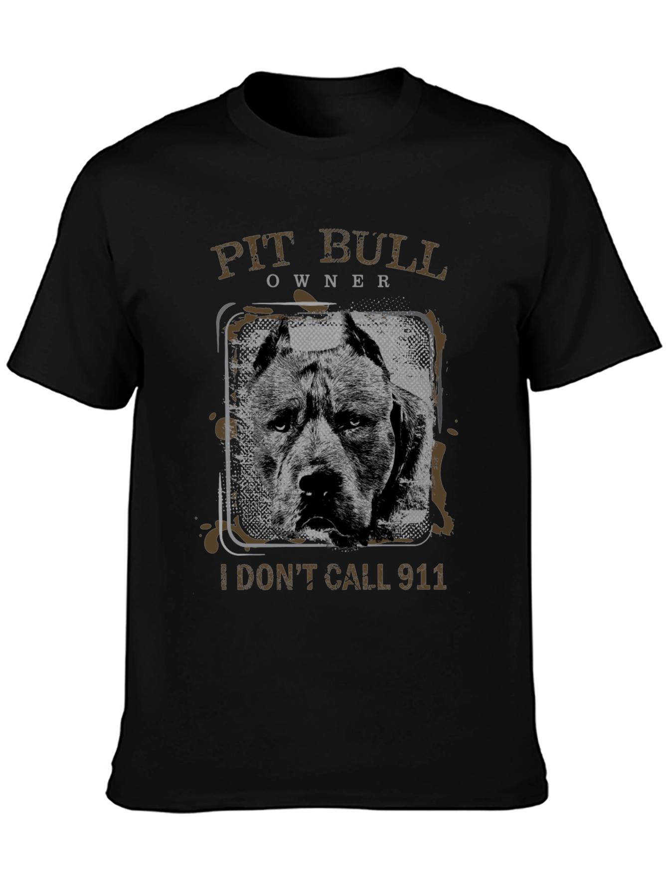 Black Pit Bull Owner T-Shirt - I Don't Call 911 view 3