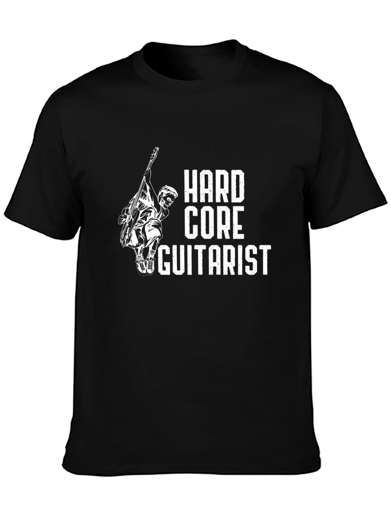 Black Hardcore Guitarist Black Graphic T-Shirt view 3