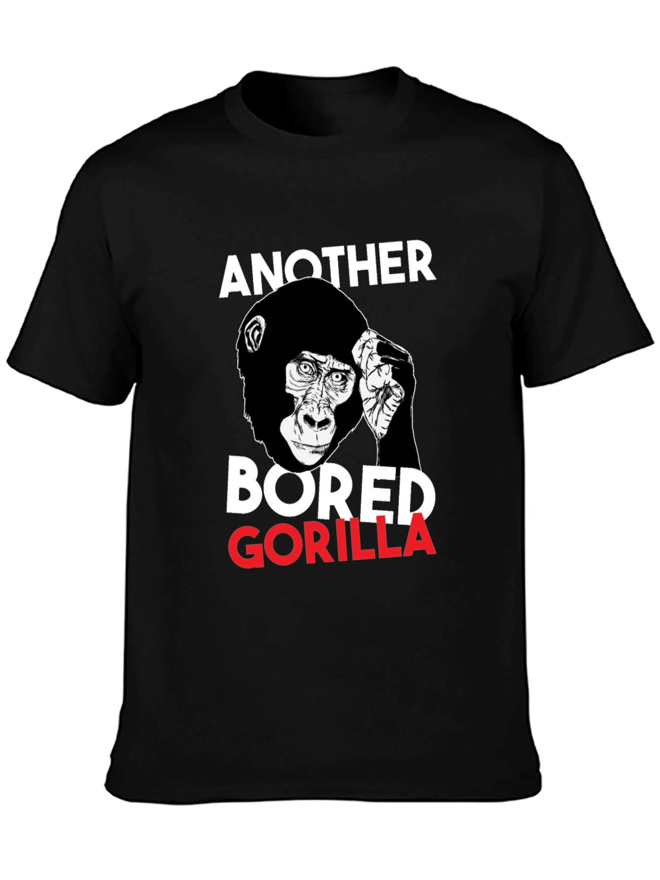 Black Bored Gorilla Graphic Tee - Unisex Black T-Shirt view 3