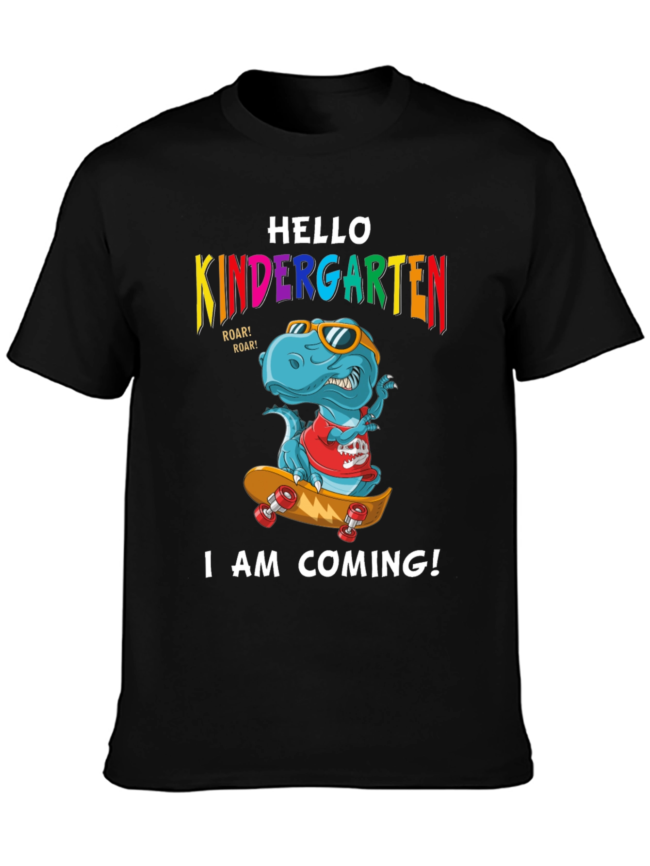 Black Hello Kindergarten Dinosaur T-Shirt view 3