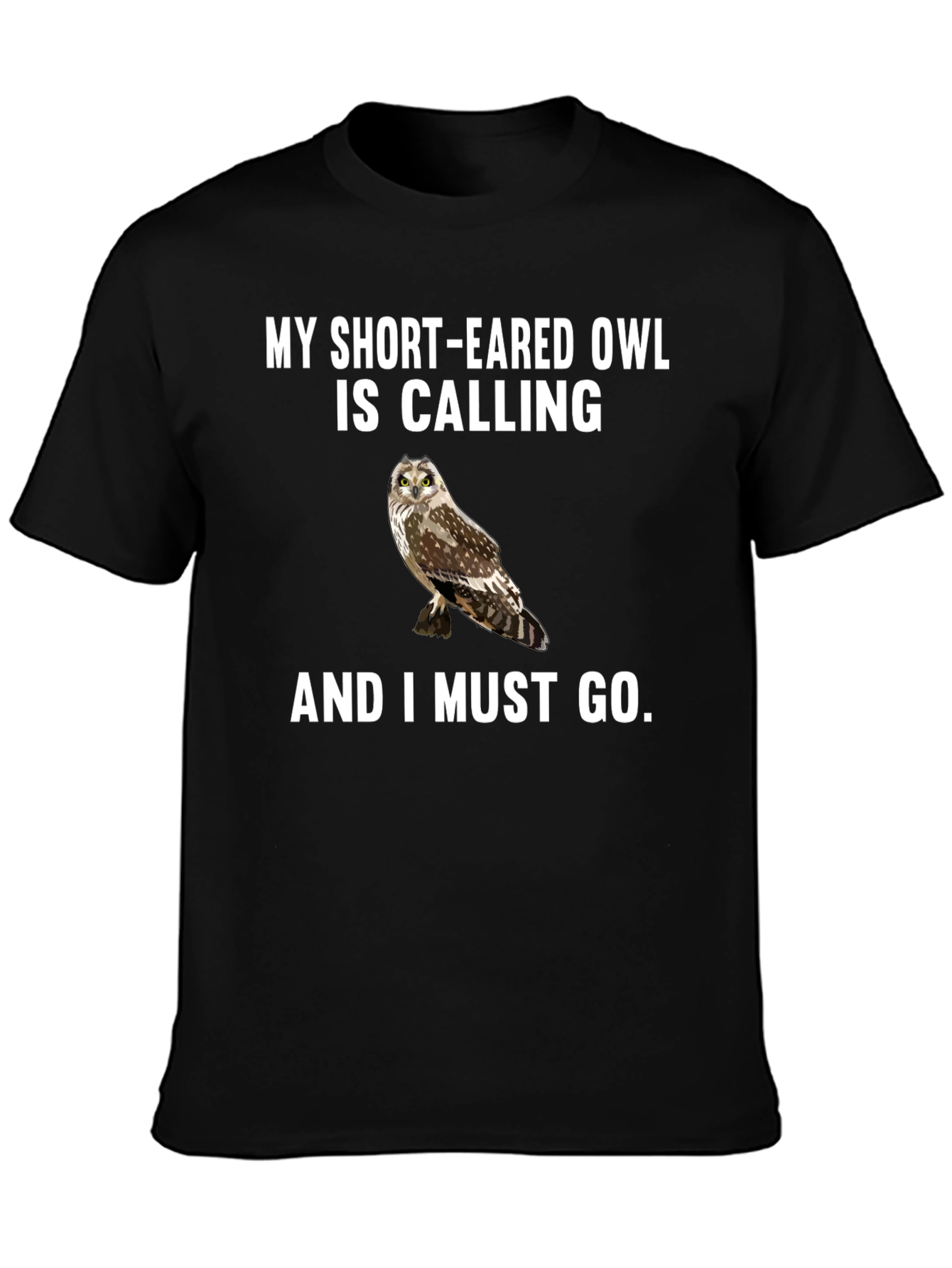 Black Short-Eared Owl Calling Men's T-Shirt view 3