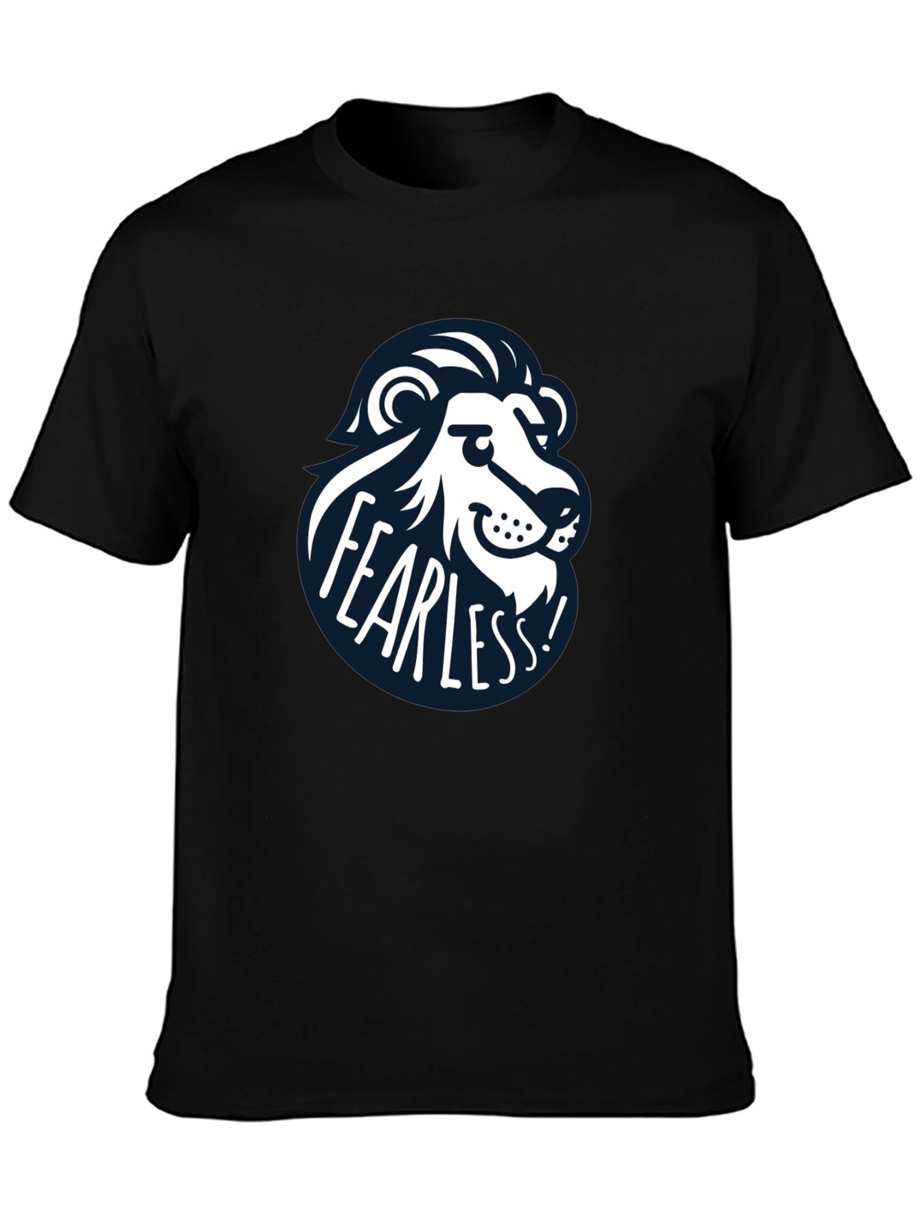 Black Fearless Lion Graphic Tee - Black Cotton T-Shirt view 3
