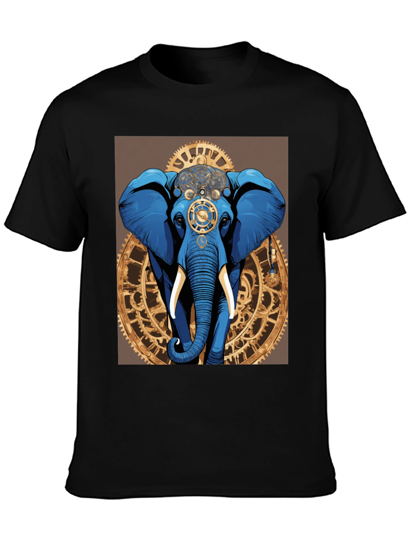 Black Steampunk Elephant Graphic Tee - Unique Design view 3