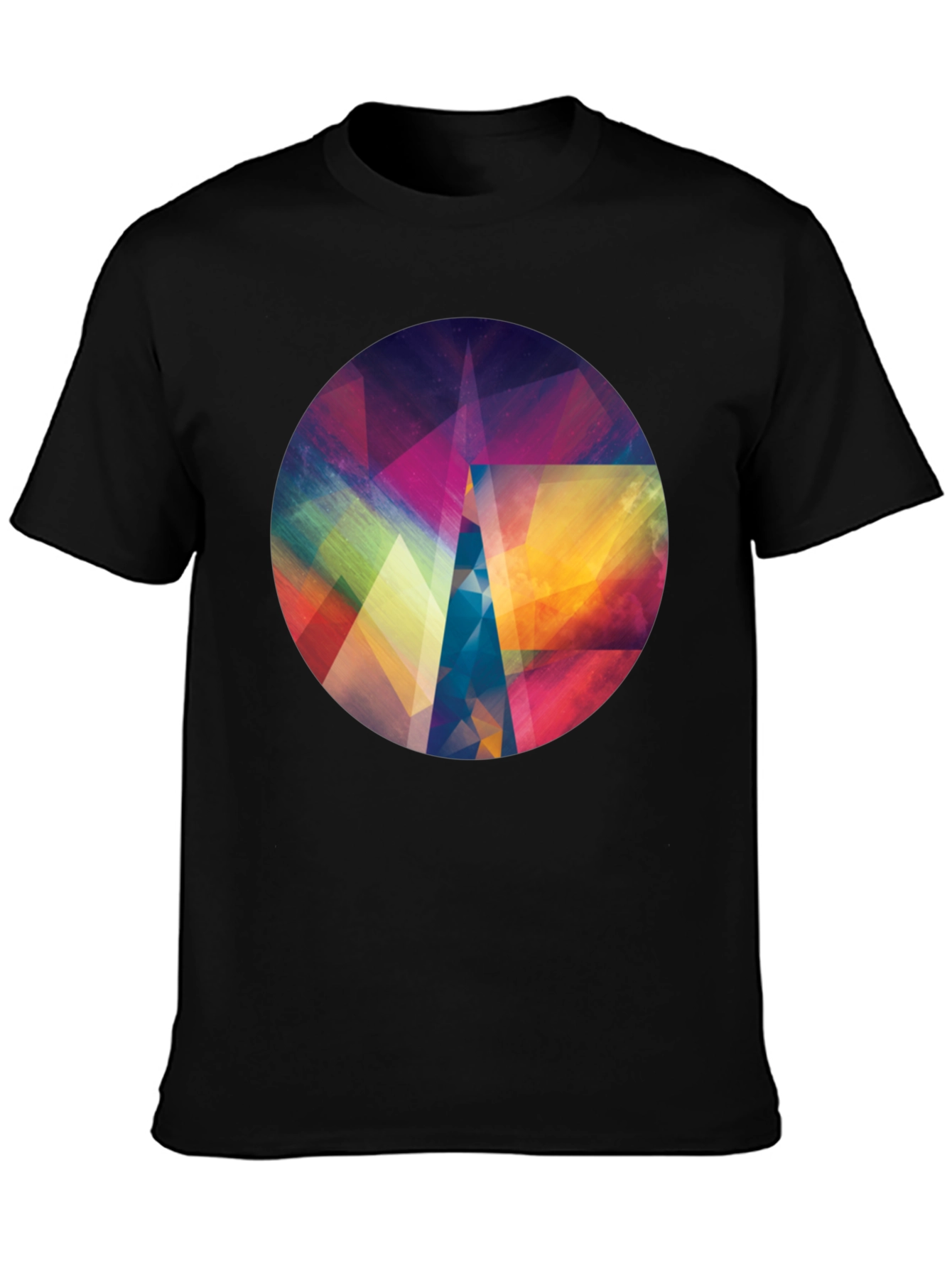 Black Geometric Abstract Art Men's Black T-Shirt view 3