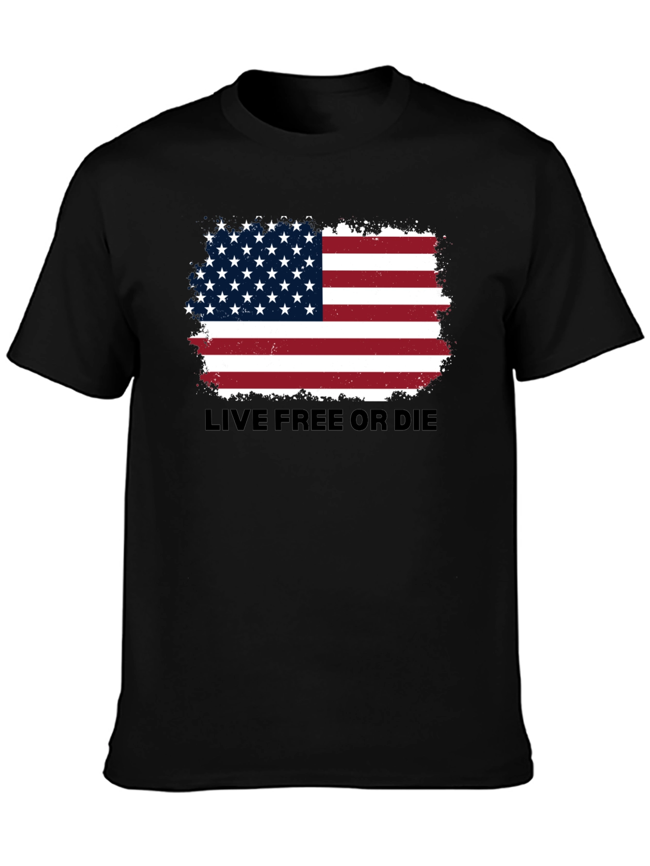 Black American Flag 'Live Free or Die' Graphic Tee view 3