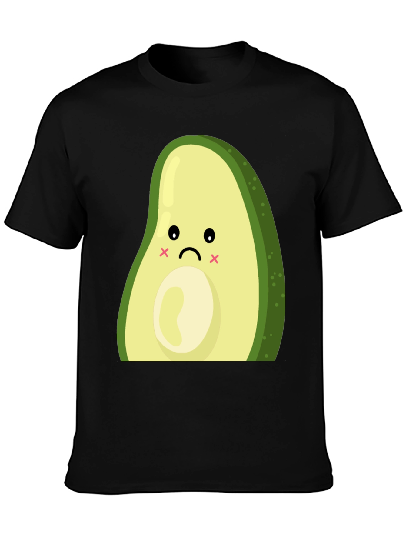 Black Sad Avocado Graphic T-Shirt - Cute and Unique view 3
