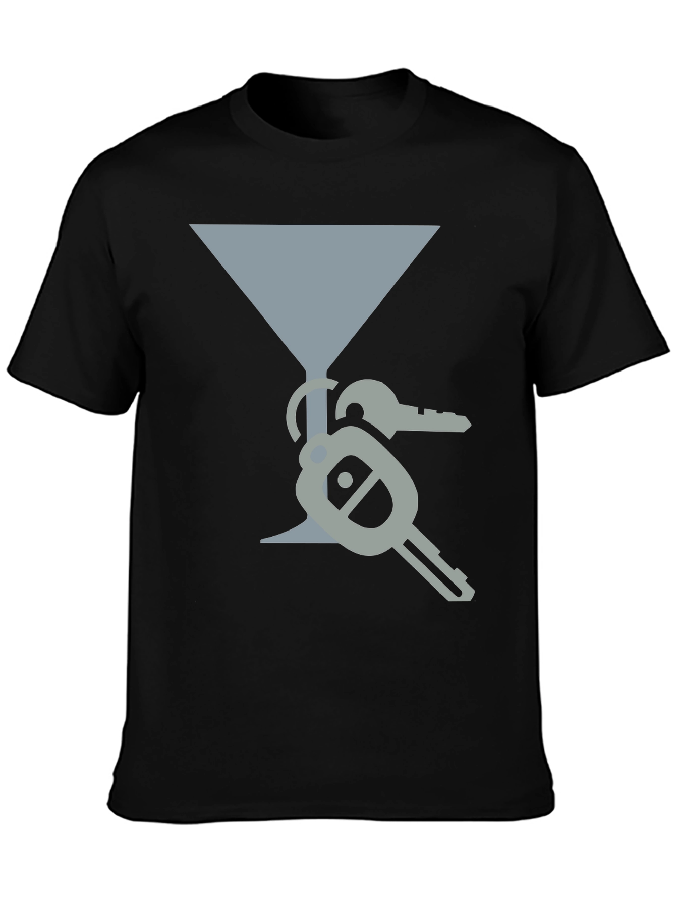 Black Martini Glass & Keys Graphic Tee view 3