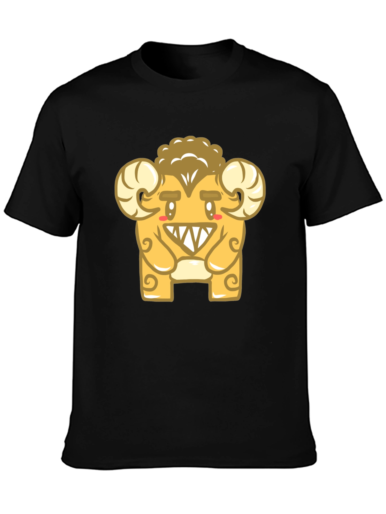 Black Monster Ram Graphic Tee - Black Cotton Blend view 3