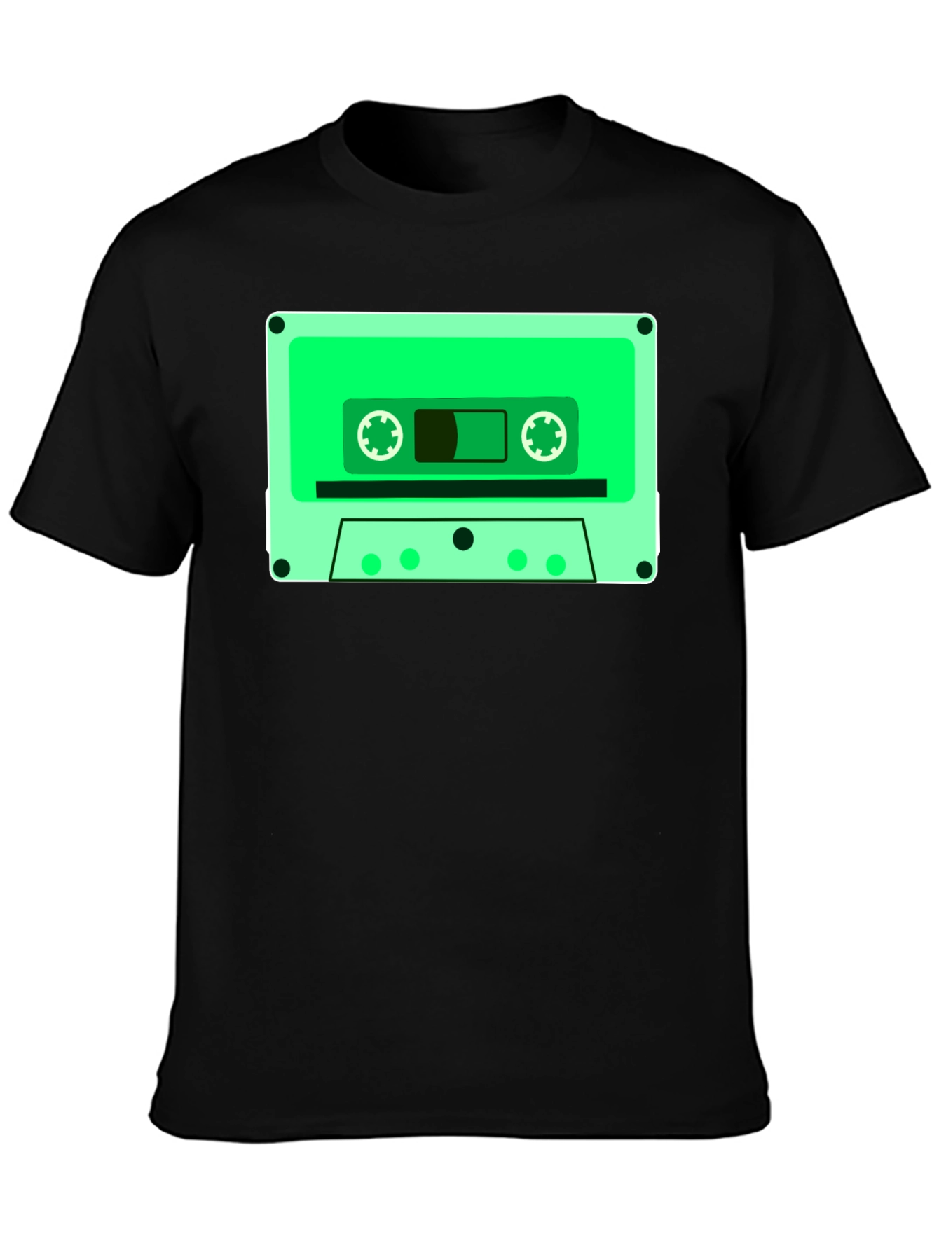 Black Retro Cassette Tape Graphic Tee - Black Cotton Blend view 3