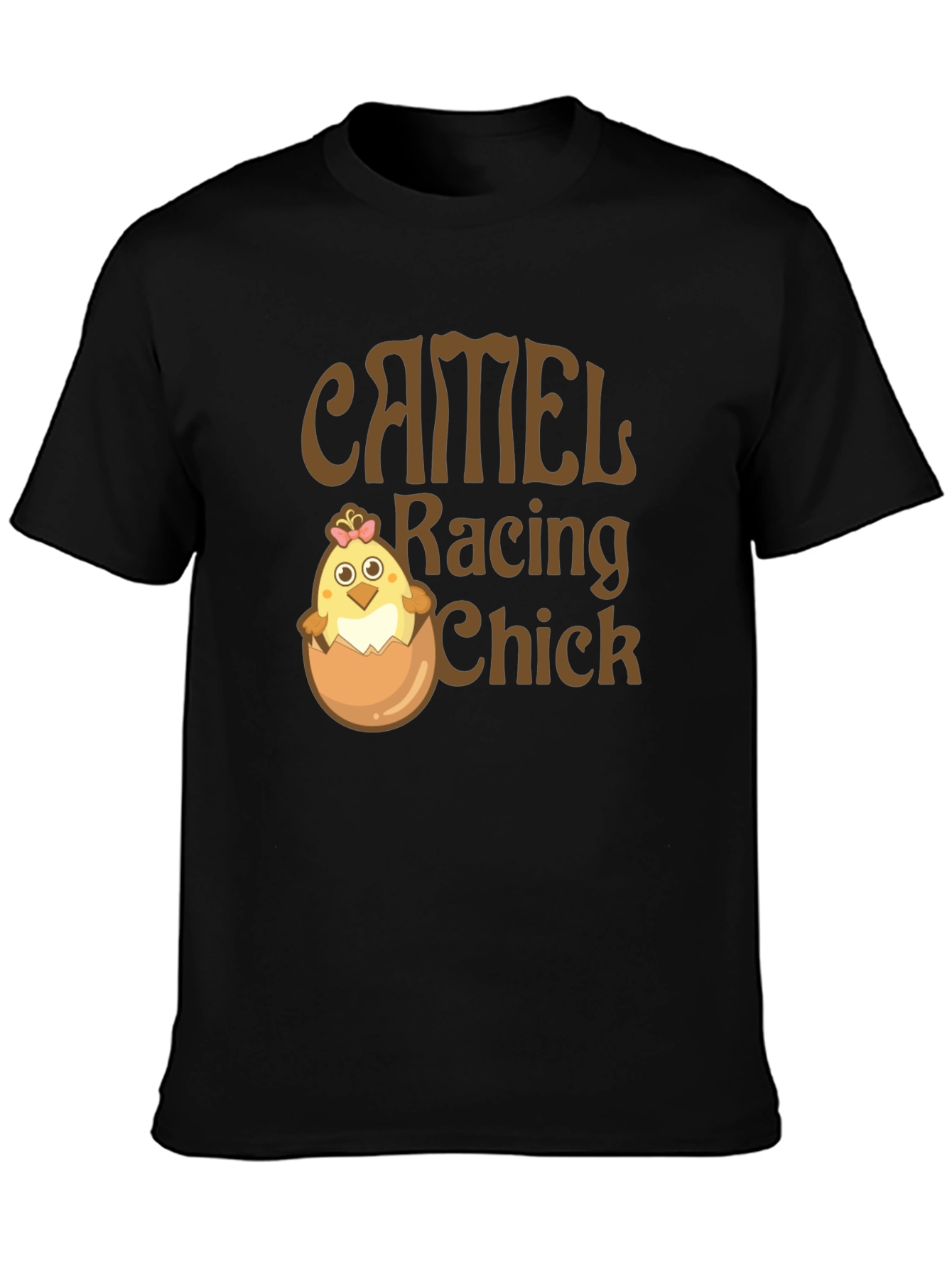 Black Camel Racing Chick Funny T-Shirt view 3