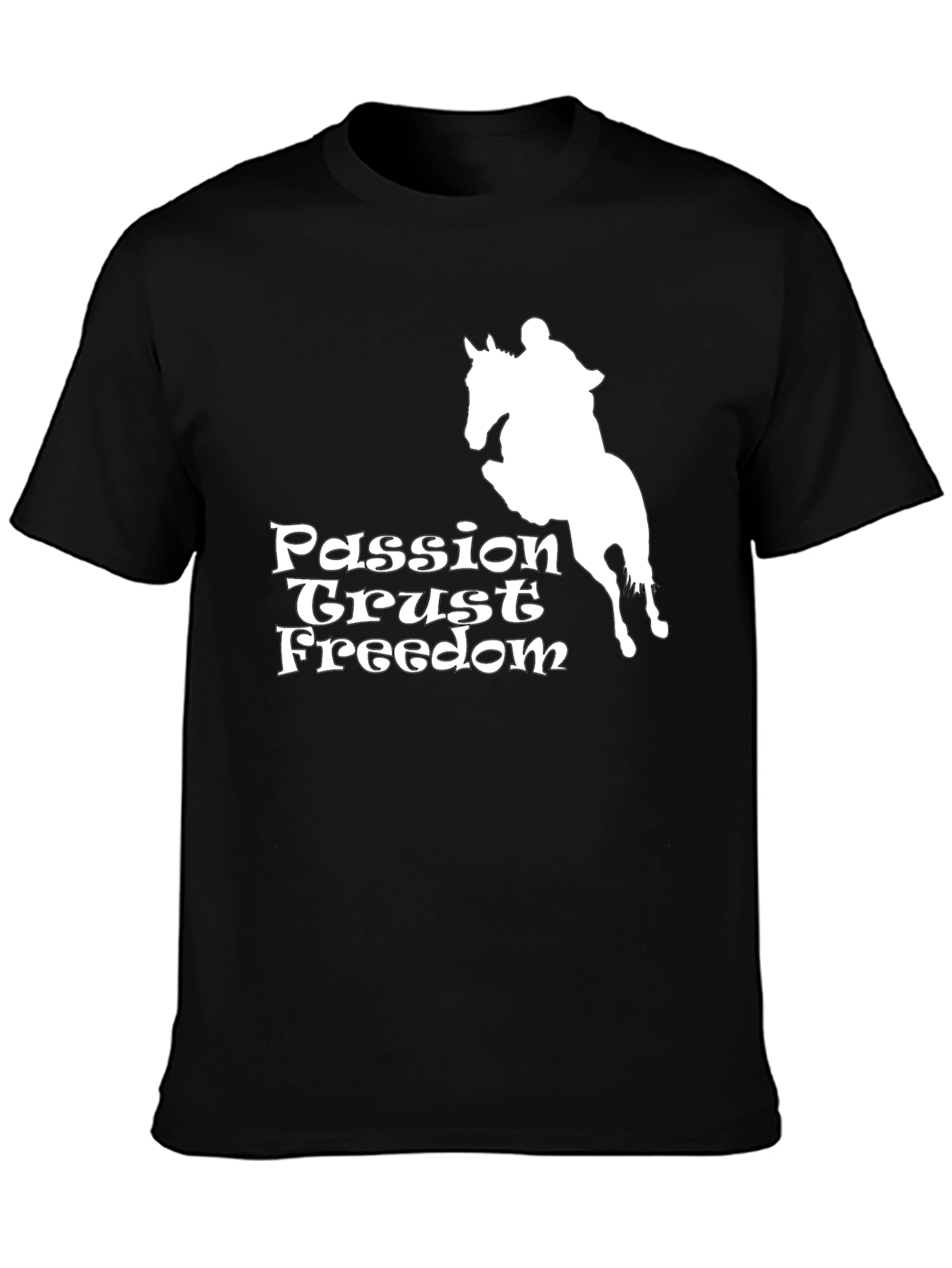 Black Passion Trust Freedom Horse Graphic Tee view 3