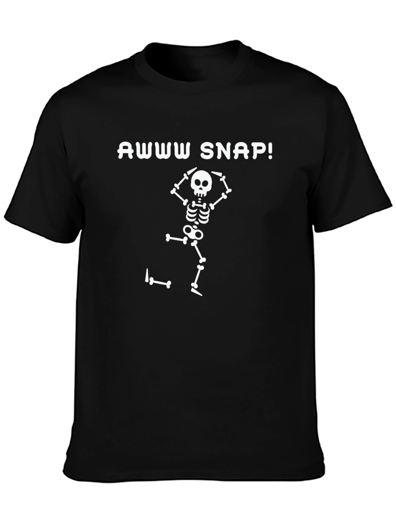 Black Awww Snap! Skeleton Graphic Tee - Men's Black T-Shirt view 3