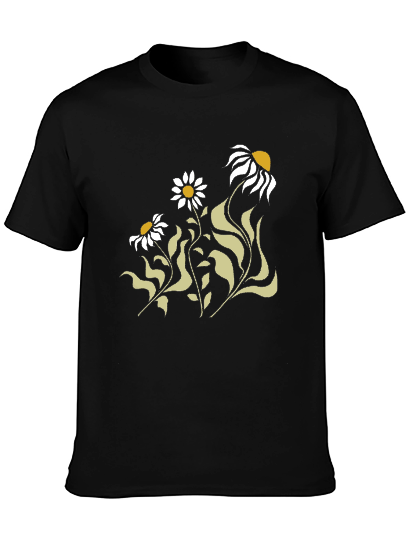 Black Floral Graphic Print T-Shirt view 3