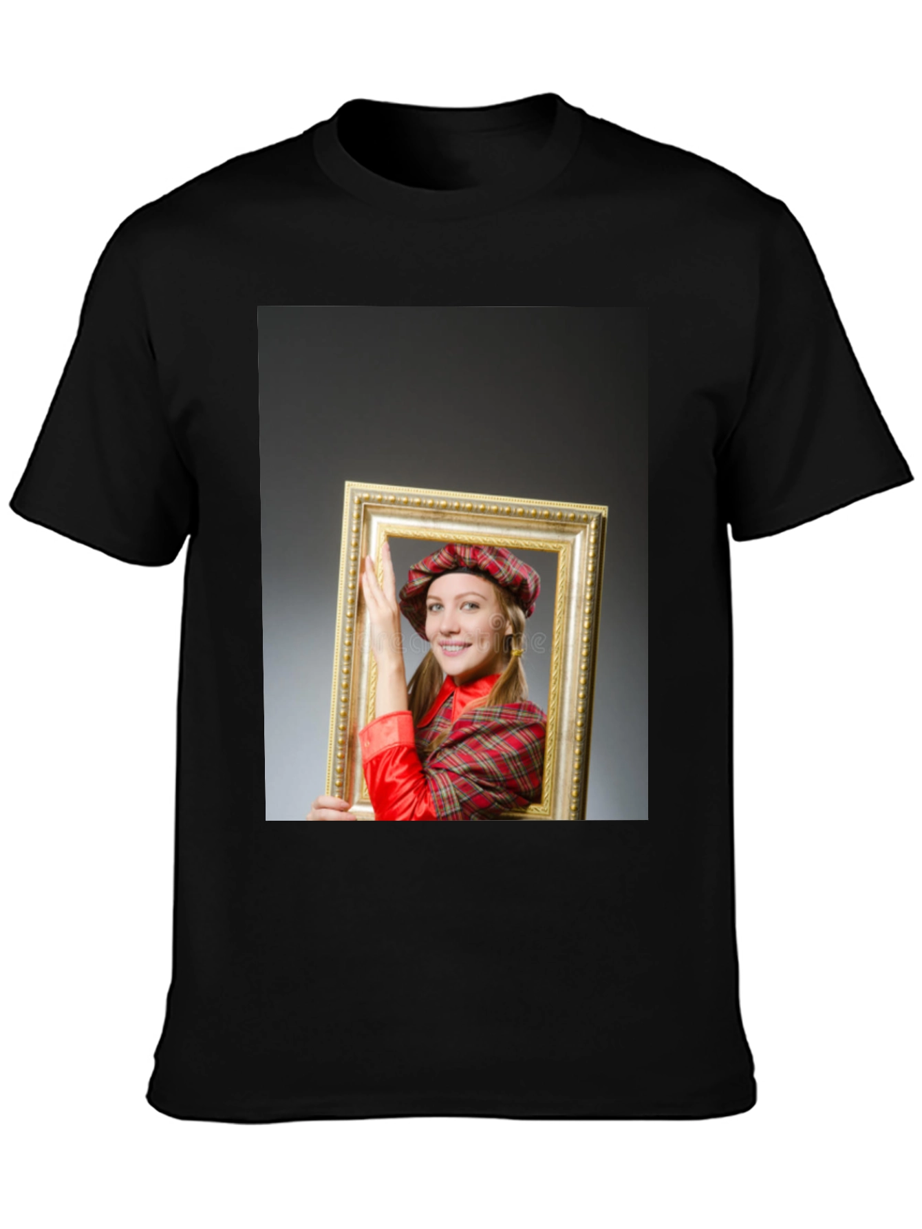 Black Funny Framed Woman Graphic Tee - Novelty T-Shirt view 3