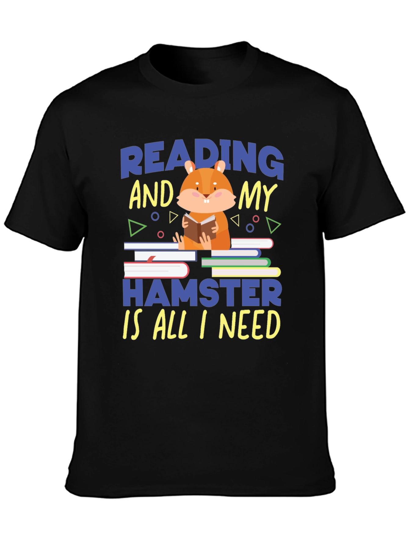 Black Reading Hamster T-Shirt - Cute Book Lover Tee view 3