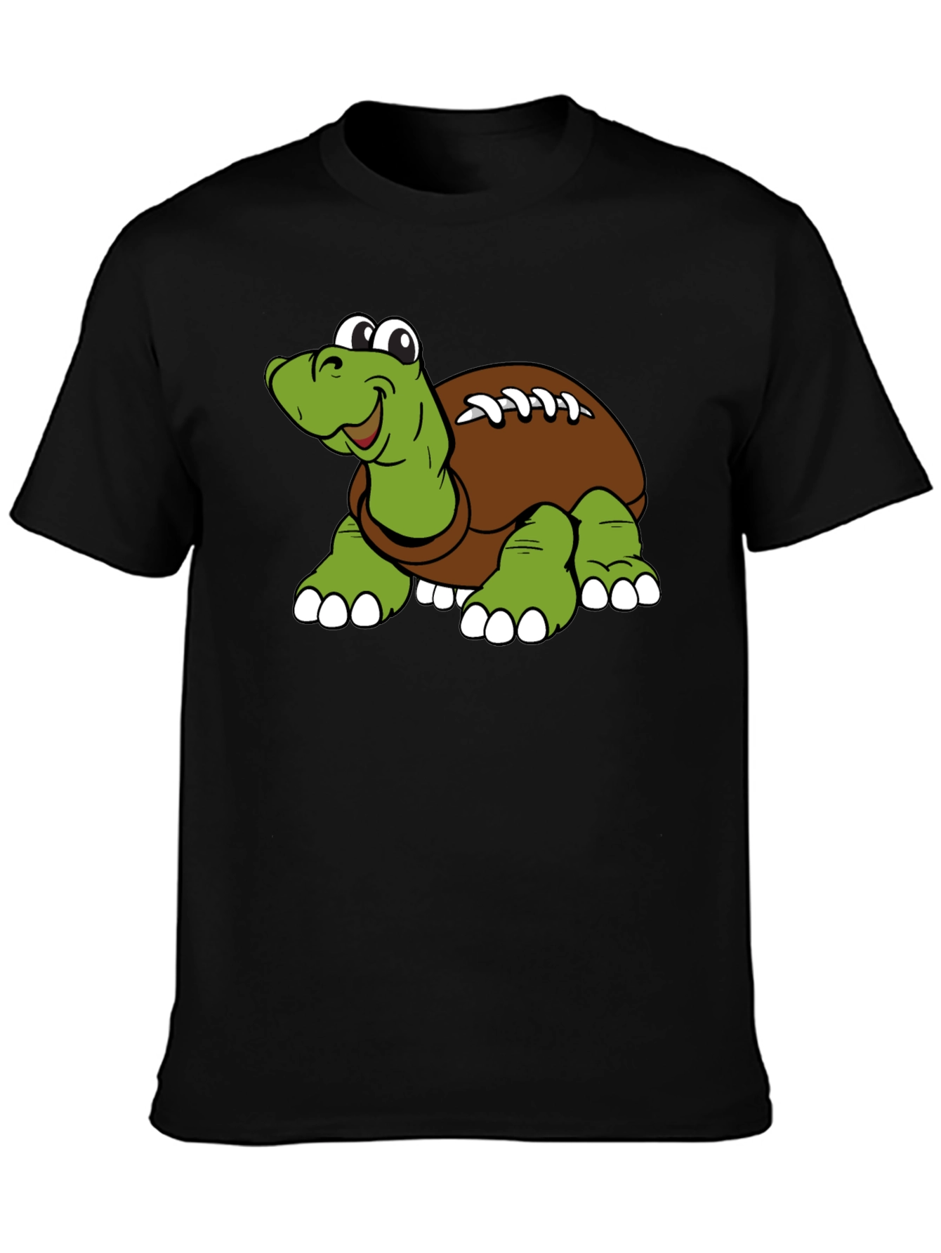 Black Cartoon Football Turtle Graphic T-Shirt view 3