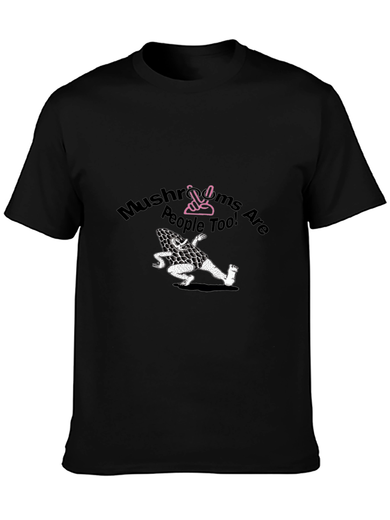 Black Mushroom People T-Shirt - Vegan Tee view 3
