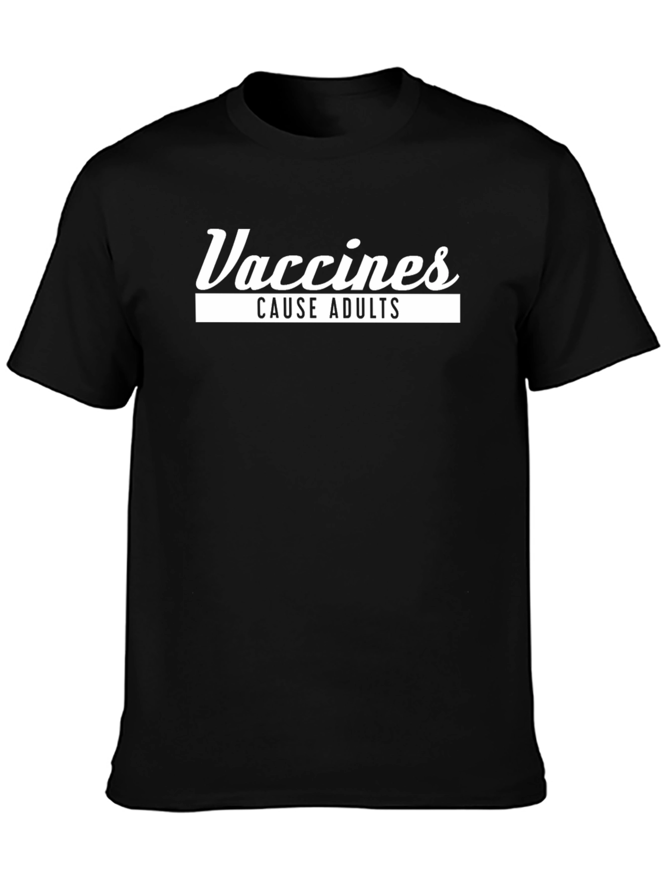 Black Vaccines Cause Adults Black Graphic Tee view 3