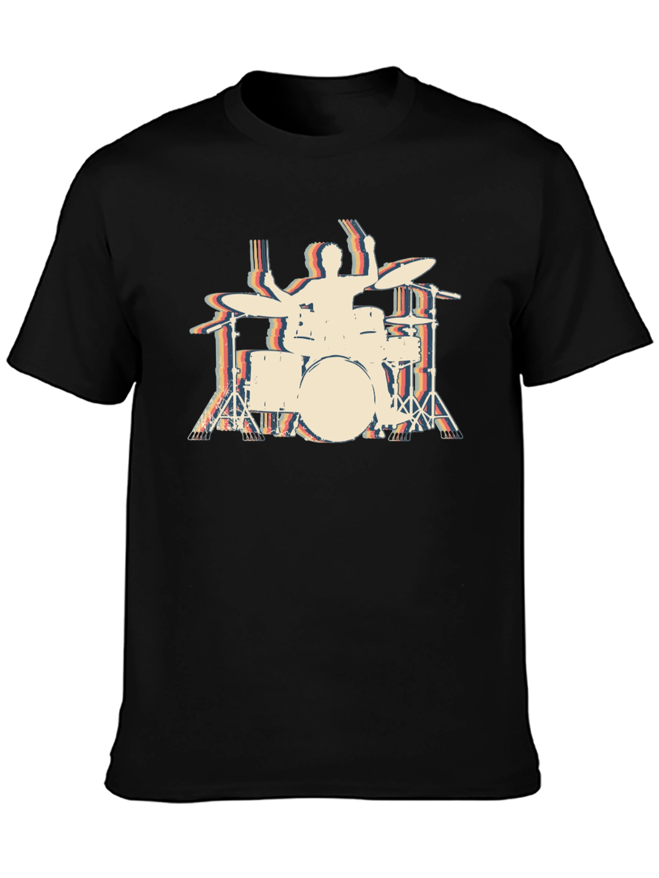 Black Retro Drummer T-Shirt - Black view 3