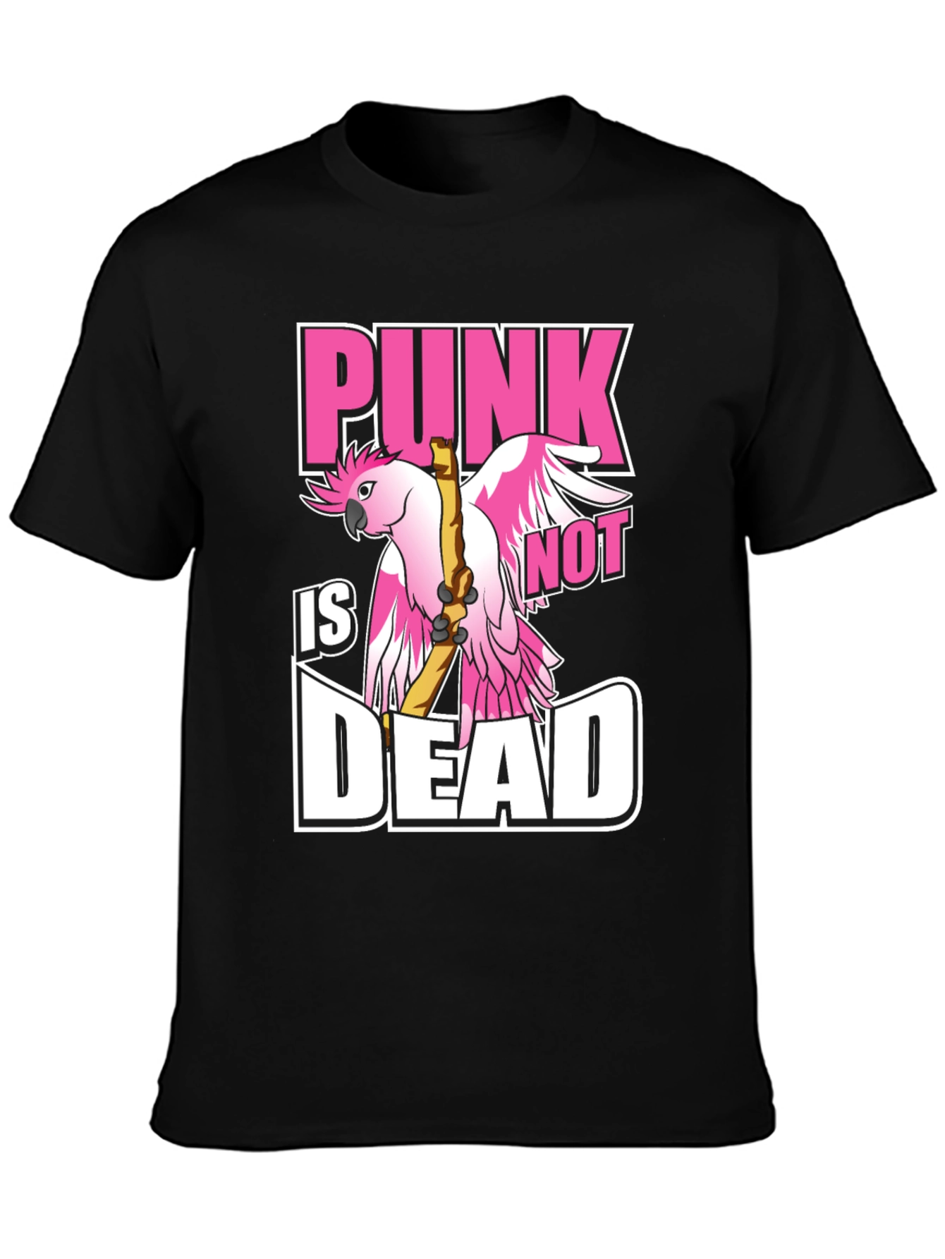 Black Punk Not Dead T-Shirt - Bird Design view 3