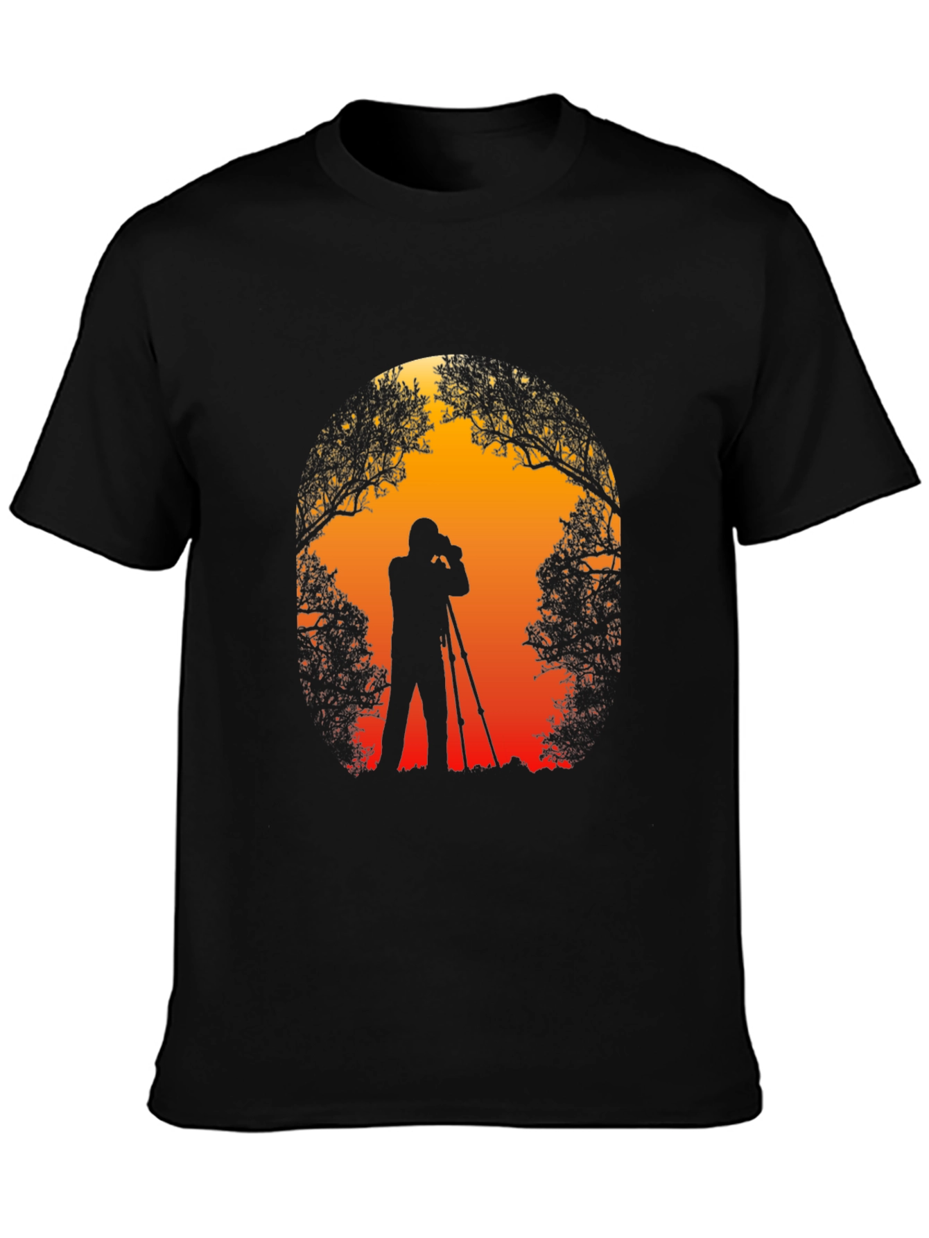 Black Photographer Silhouette Graphic T-Shirt view 3