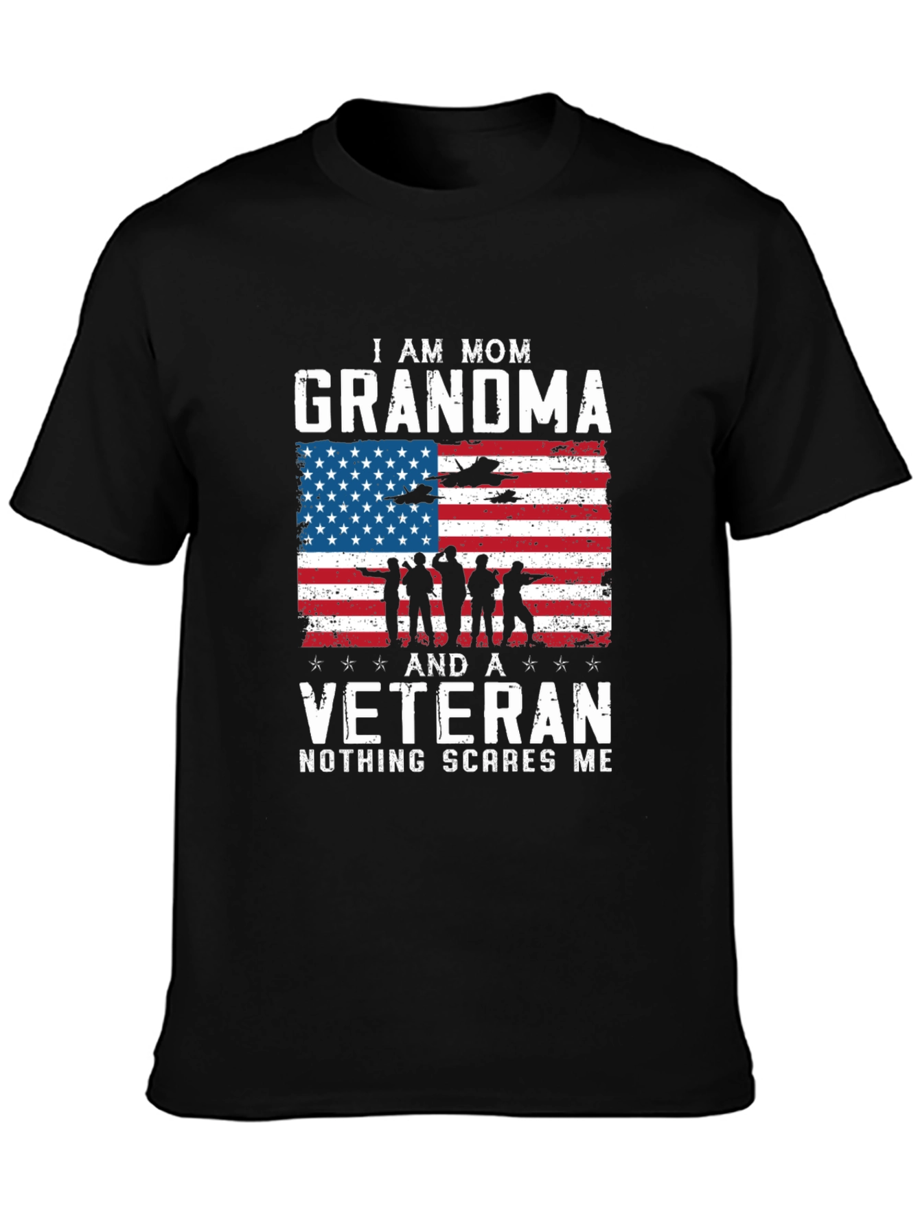 Black Mom Grandma Veteran Graphic Tee view 3