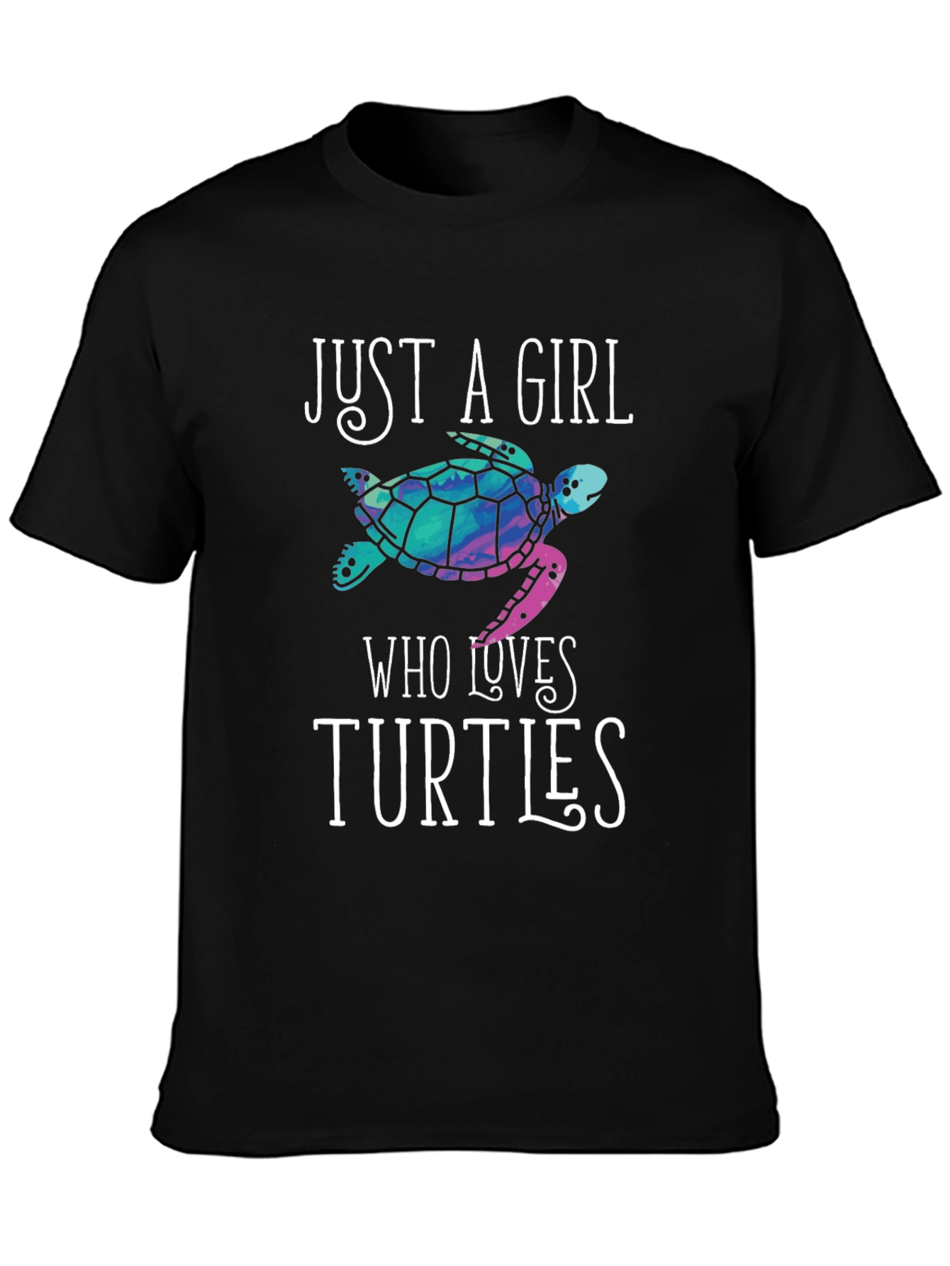 Black Just a Girl Who Loves Turtles T-Shirt view 3