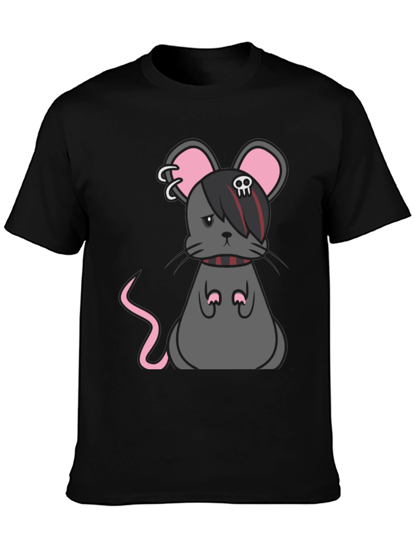 Black Emo Mouse Graphic Tee - Black Cotton Blend view 3