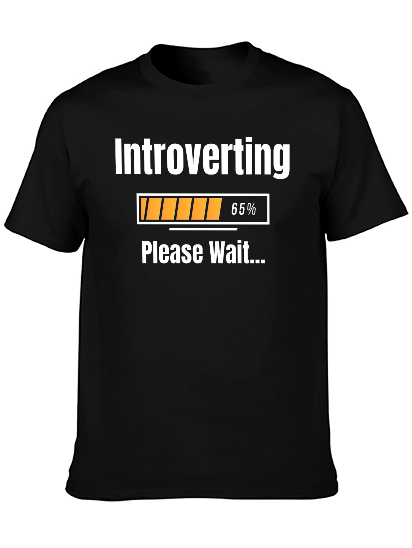 Black Introverting Please Wait T-Shirt - Funny Introvert Tee view 3