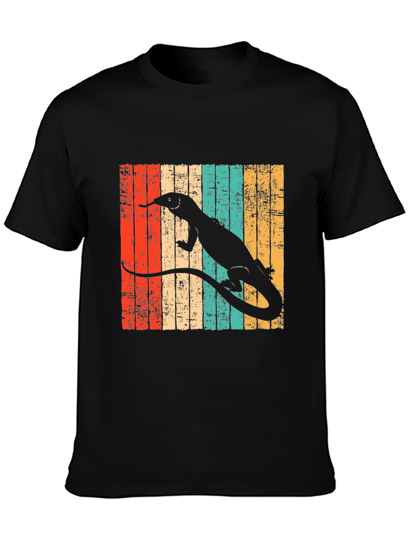 Black Retro Reptile T-Shirt: Lizard Design Tee view 3