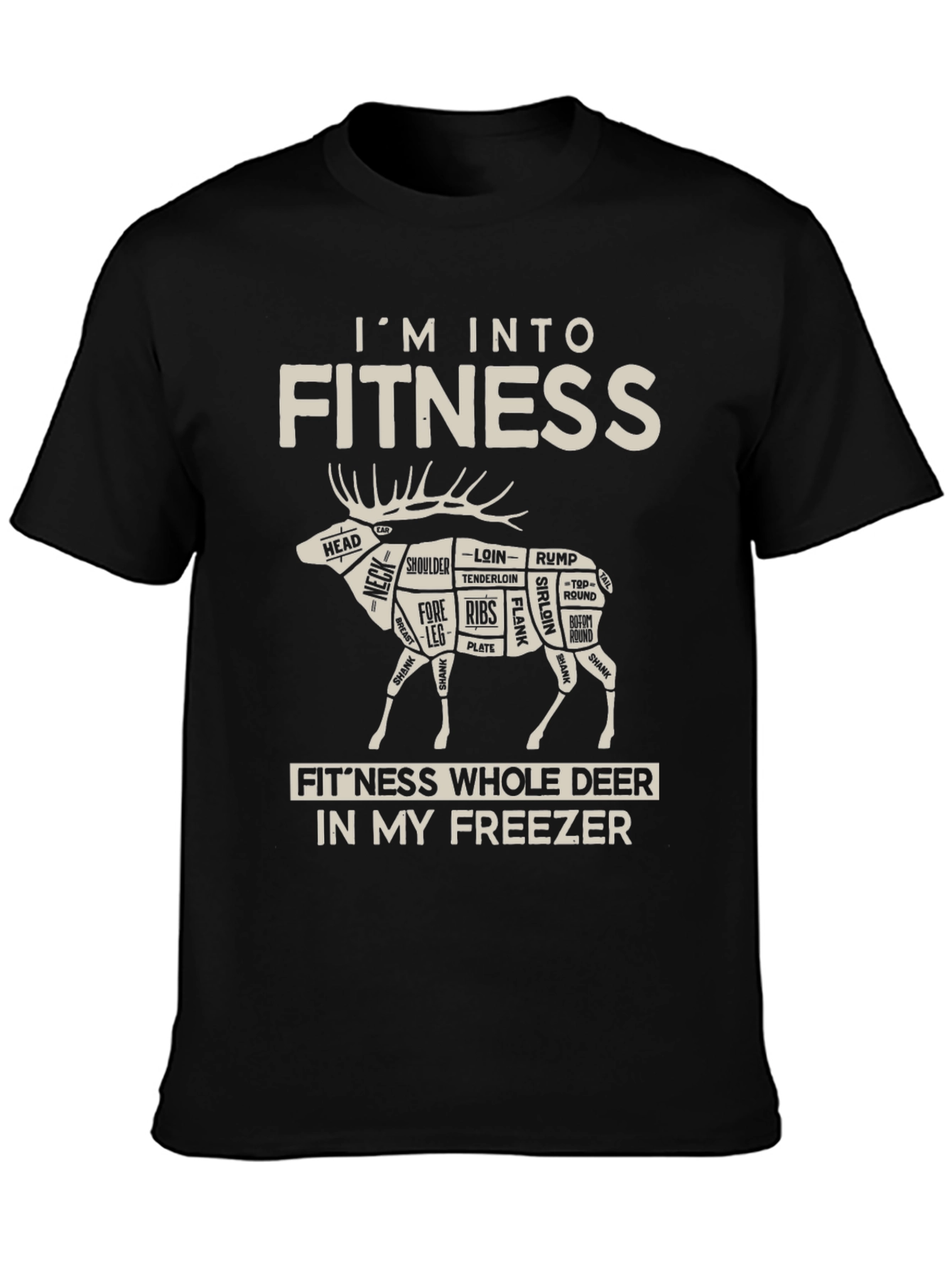 Black Fitness Deer Graphic T-Shirt view 3