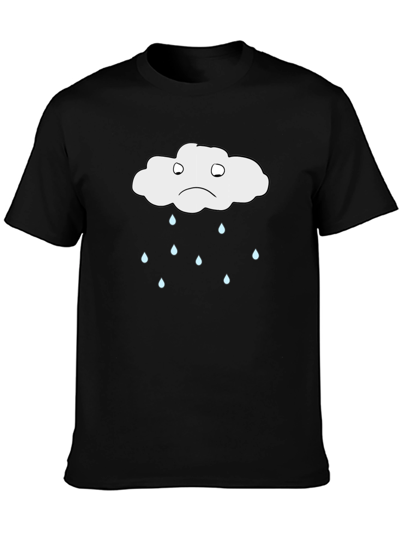 Black Sad Cloud Rain T-Shirt - Soft Cotton Tee view 3