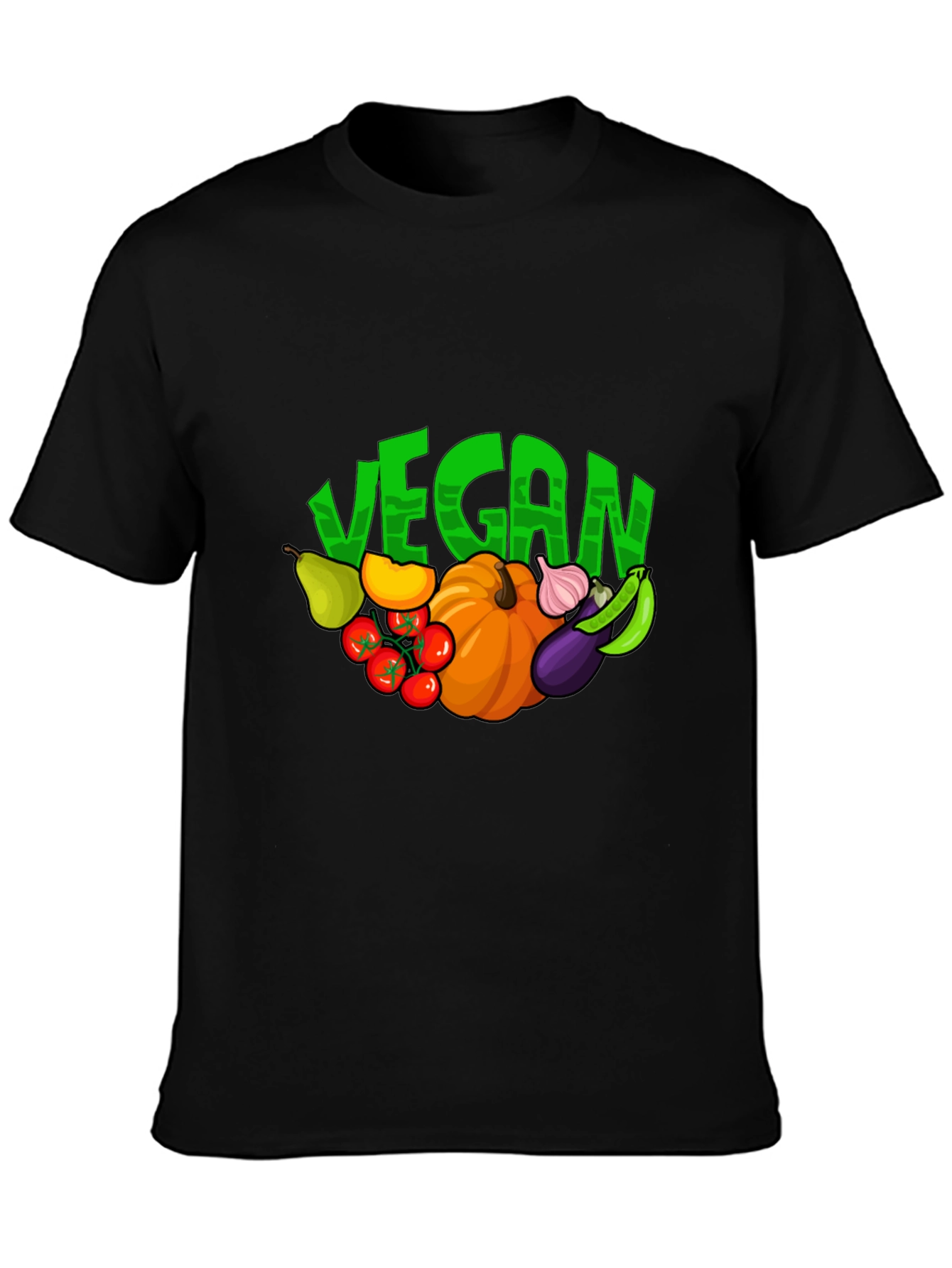 Black Vegan Vegetable Graphic Print T-Shirt view 3