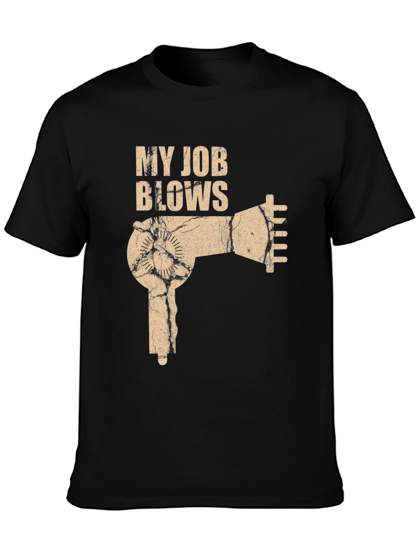 Black My Job Blows T-Shirt - Hair Dryer Graphic Tee view 3