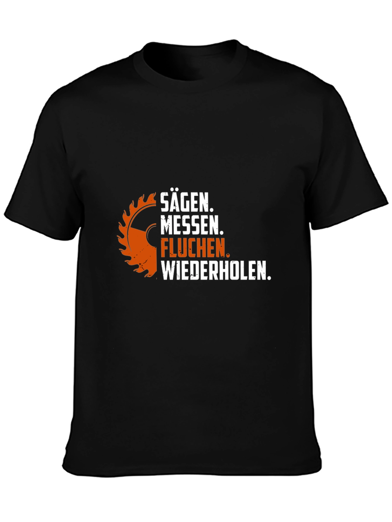 Black Sägen Messen T-Shirt: Funny Woodworking Shirt view 3
