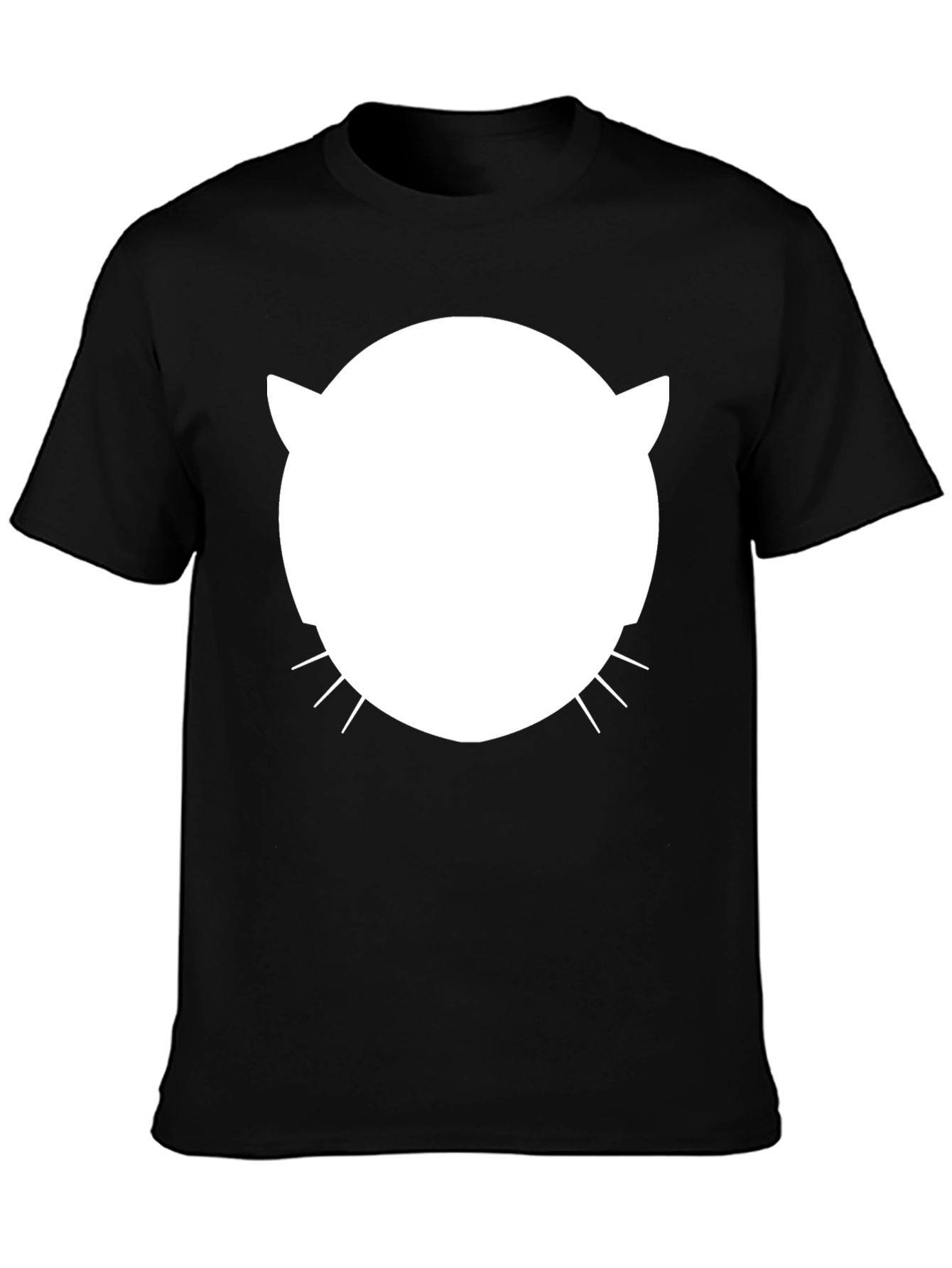 Black Cool Cat Face Graphic Tee - Black Cotton Blend view 3