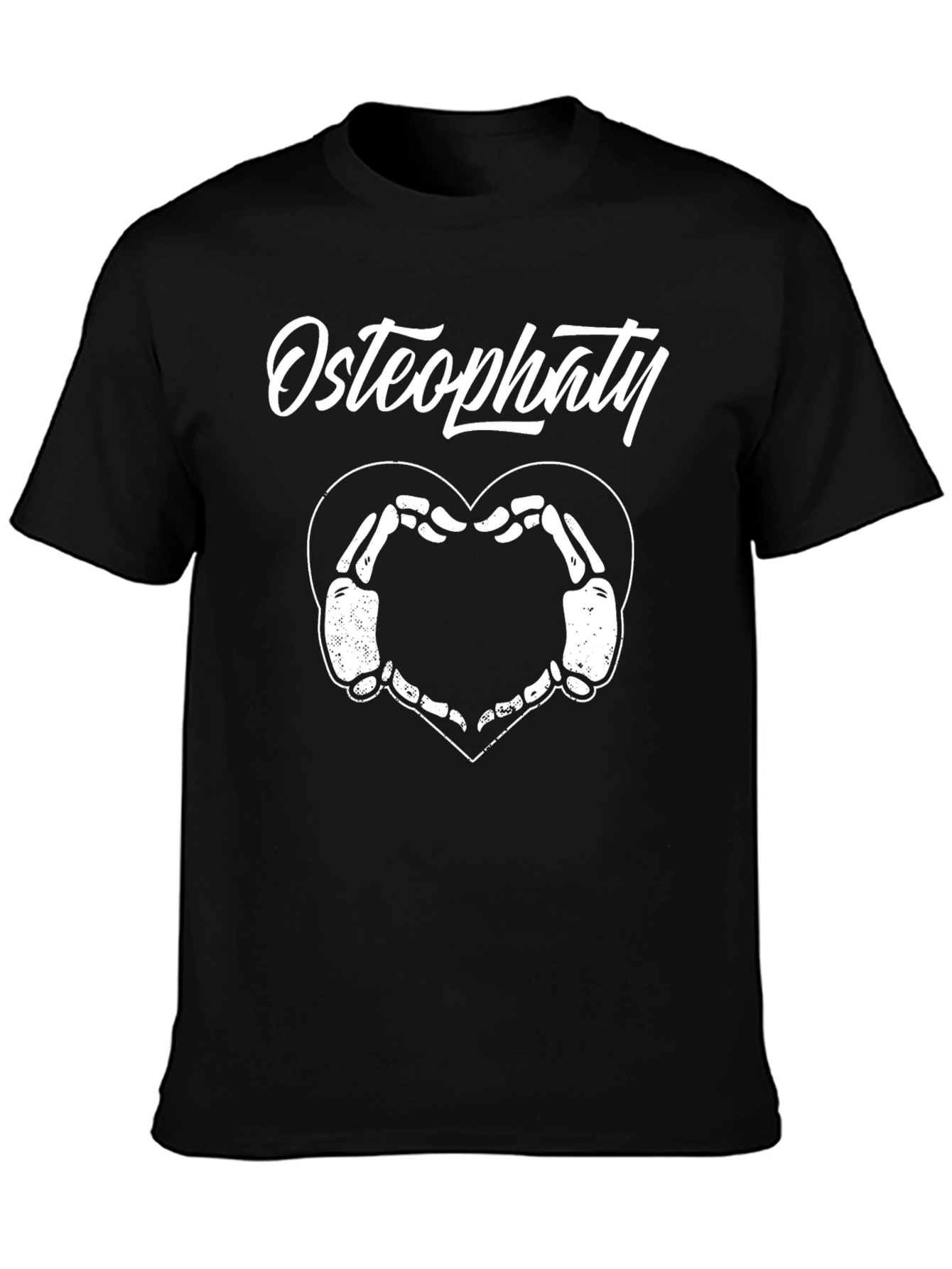 Black Osteopathy Heart Skeleton T-Shirt - Black view 3